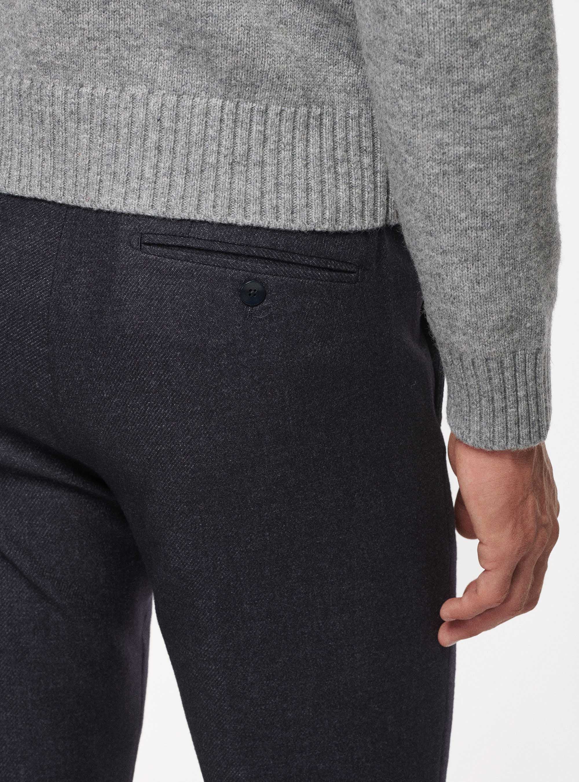 Pantaloni in flanella di lana Duemilagori, BLU NAVY