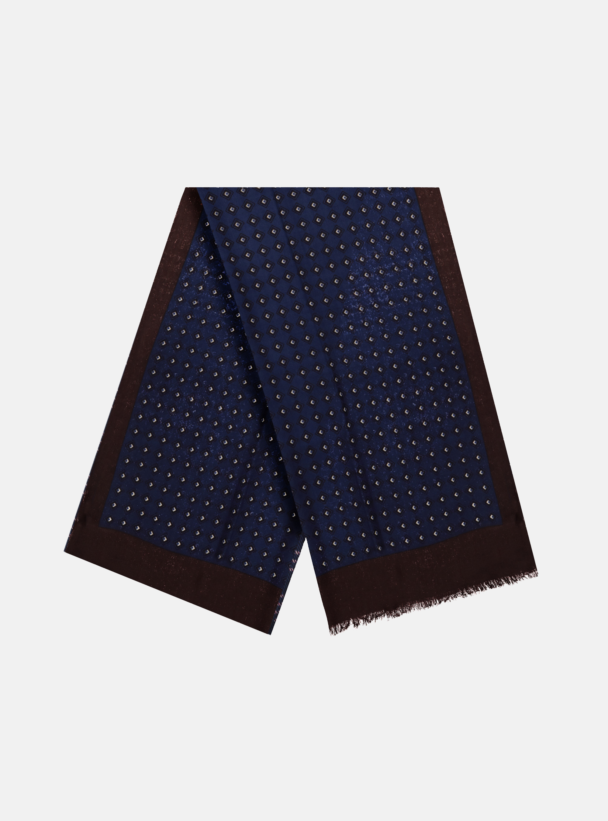 MACRO PATTERNS  WOOL SCARF, NAVY BLUE