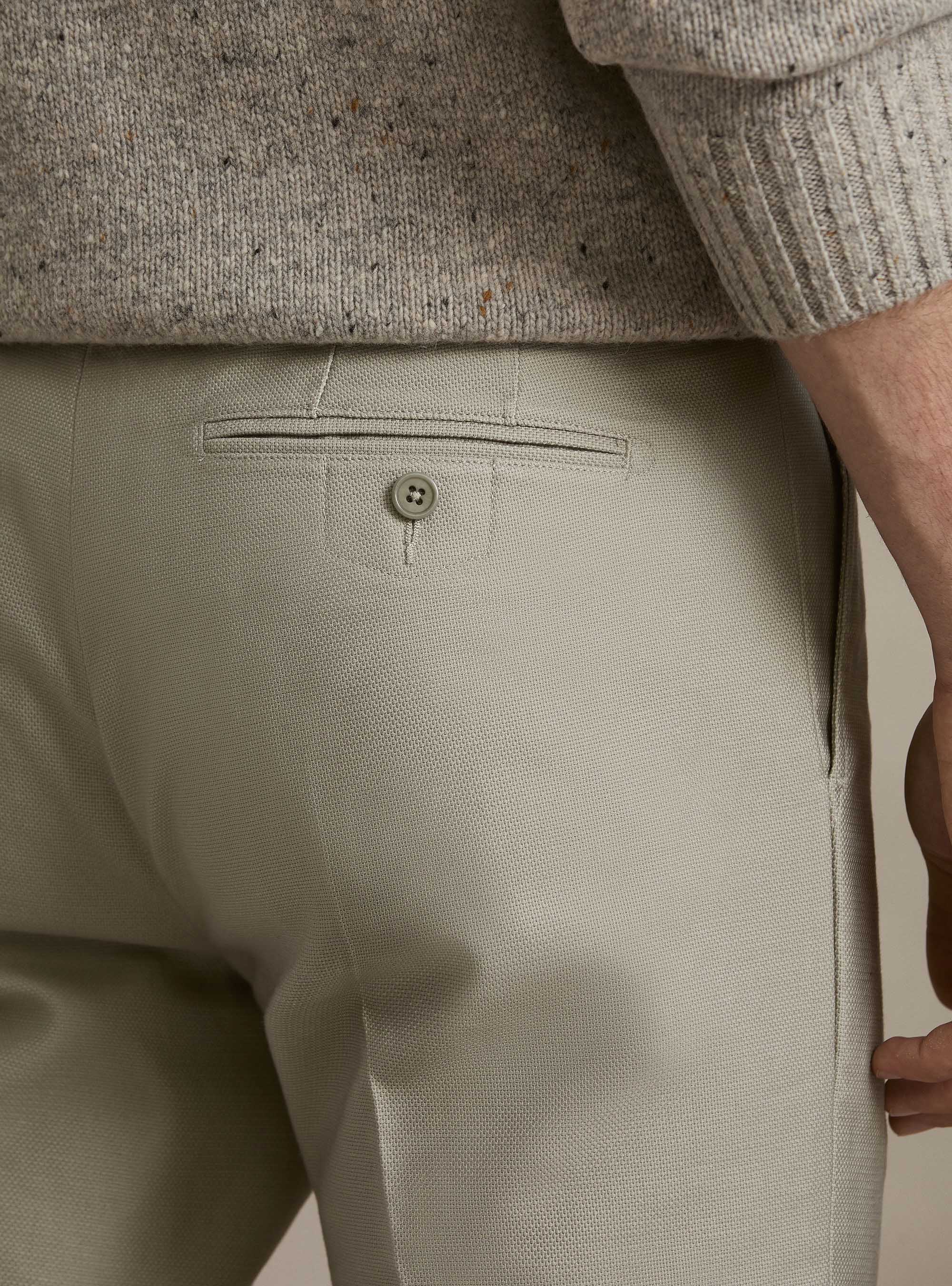 Textured cotton chino trousers, ECRU