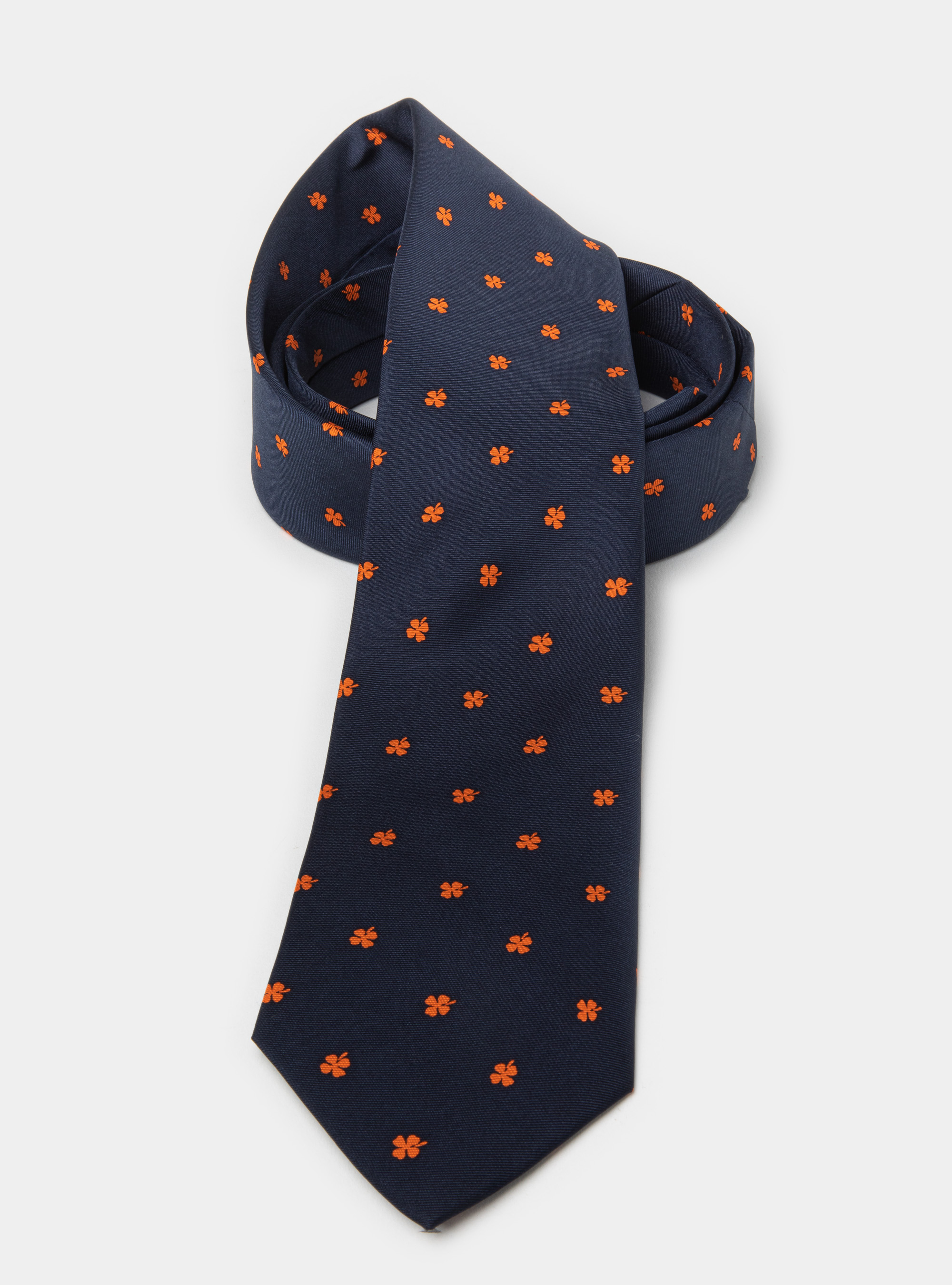 Cravatta in seta stampa quadrifoglio, ARANCIONE