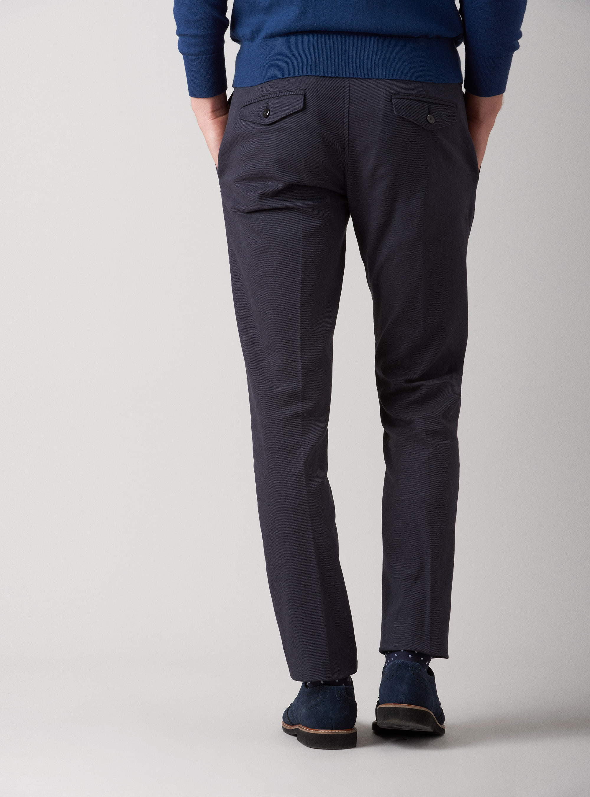 Pantaloni chino slim fit in cotone stretch, BLU NAVY