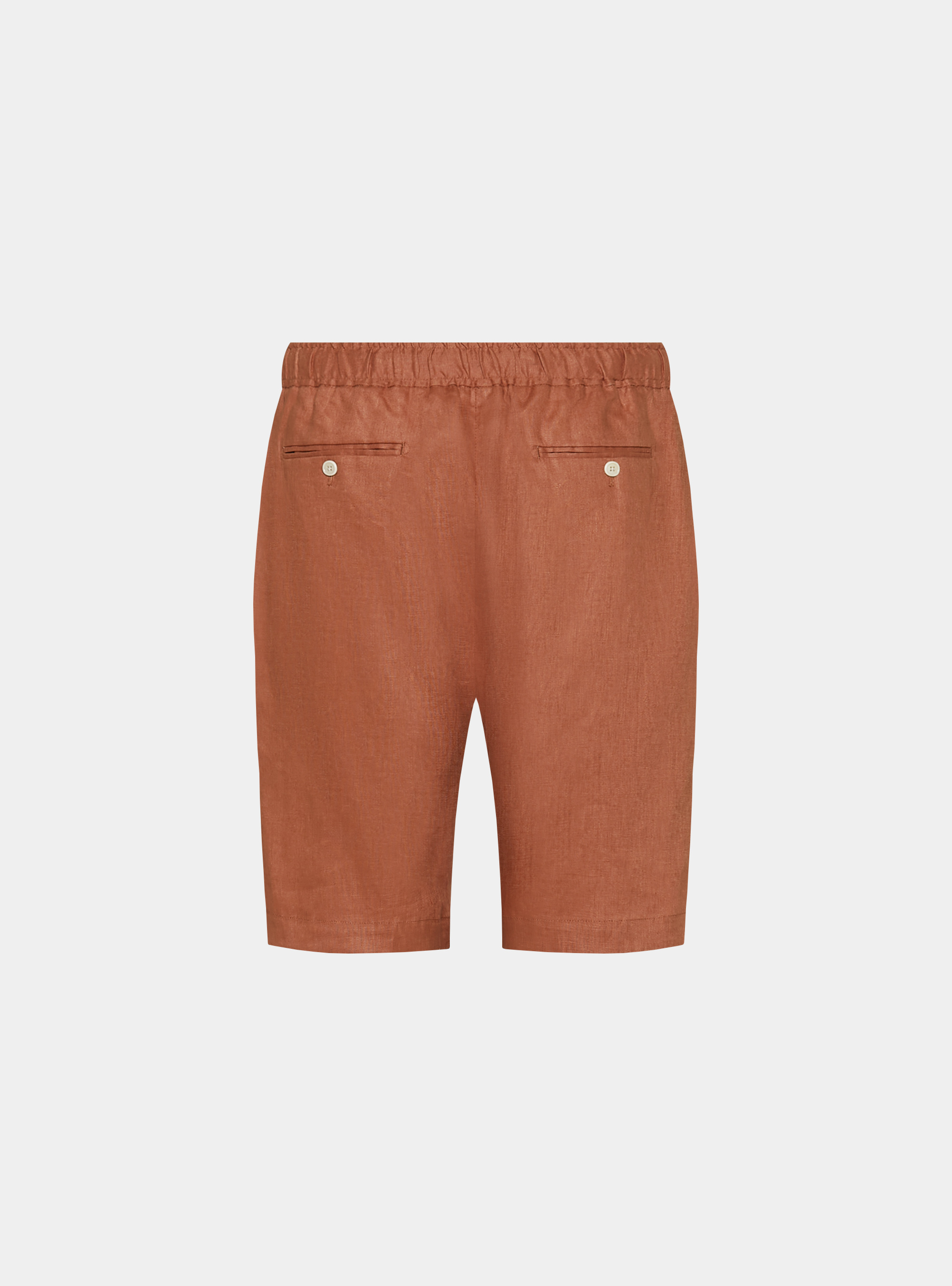 Bermuda in puro lino con elastico, ROSA SALMONE 0468C