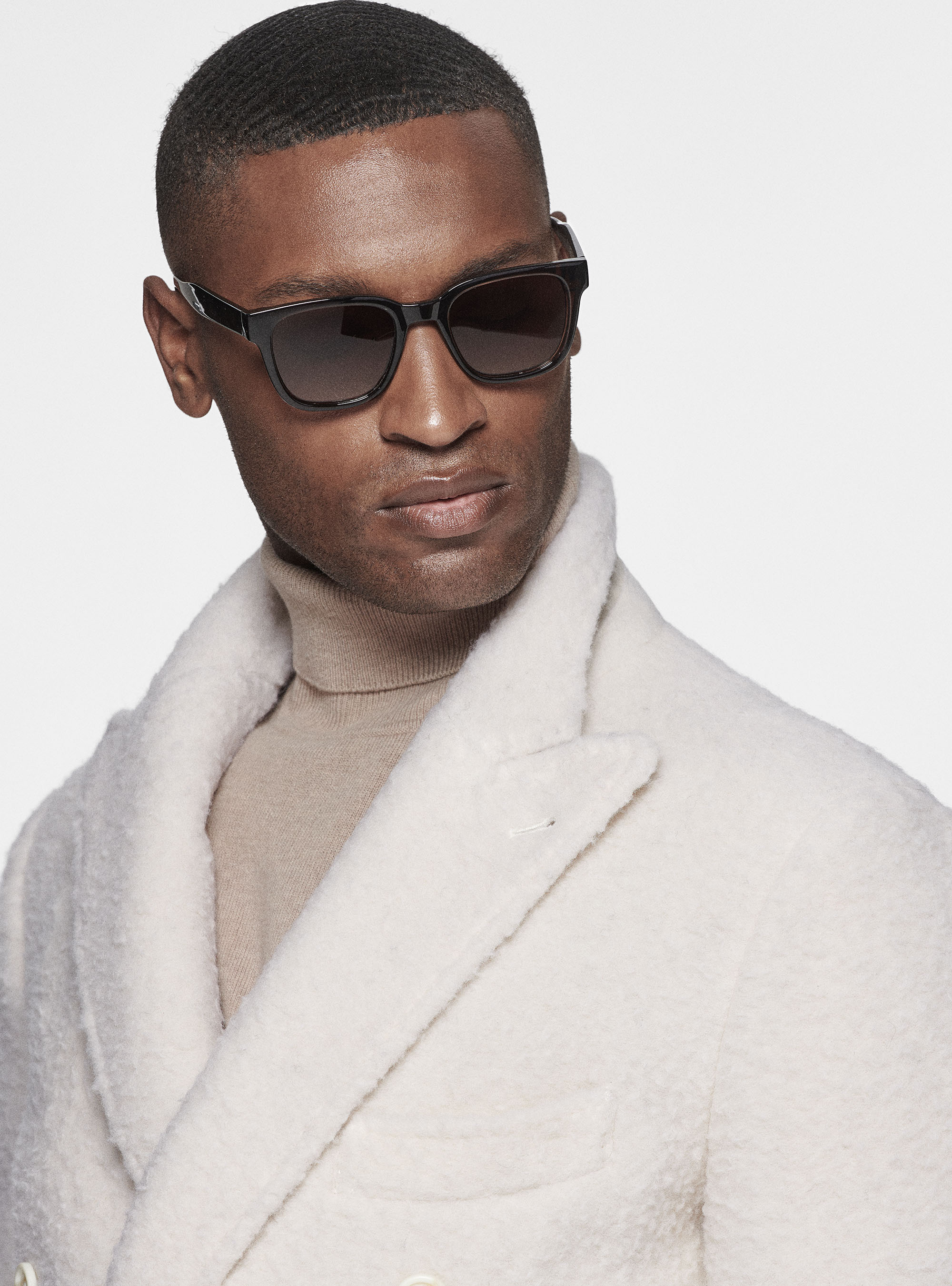 Felted cloth double-breasted coat, WHITE