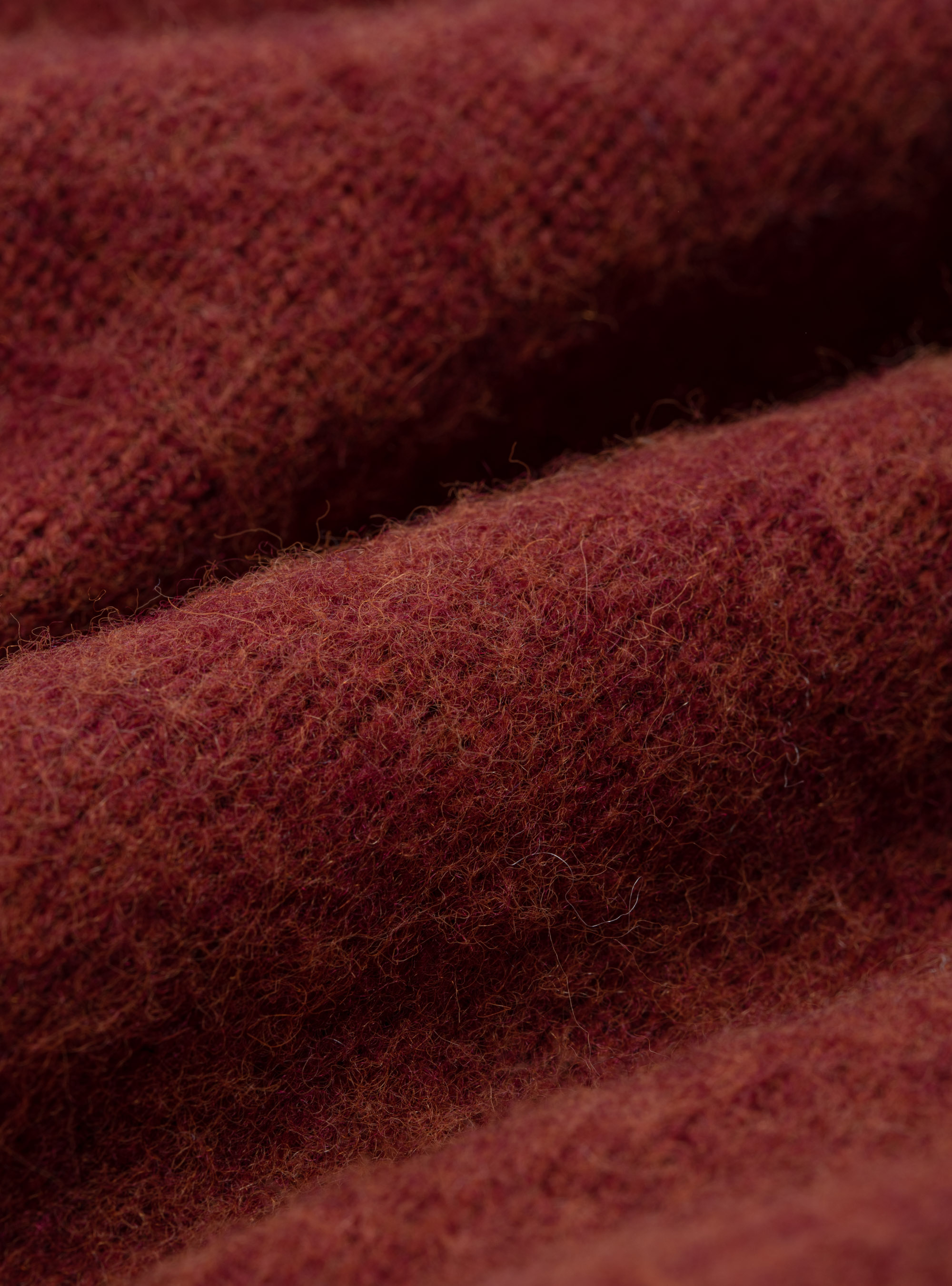 Maglia girocollo in lana brushed, MATTONE