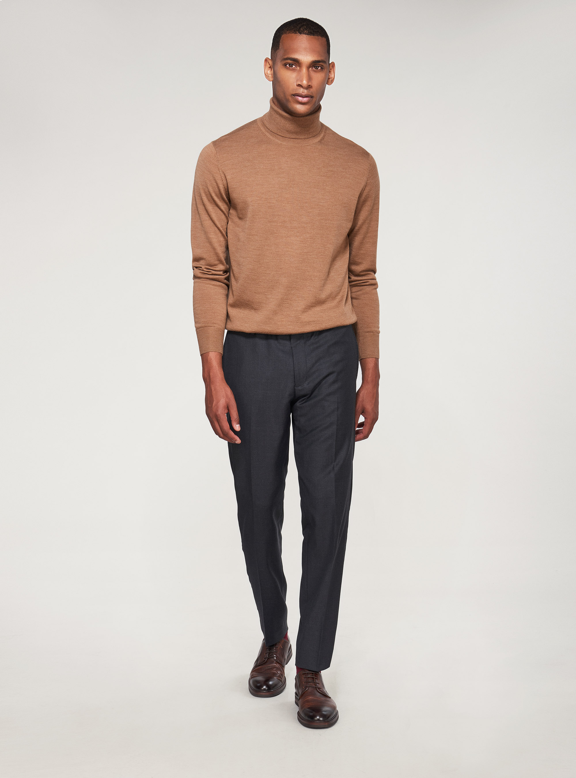 Pantaloni per abito in pura lana S110's, ASFALTO