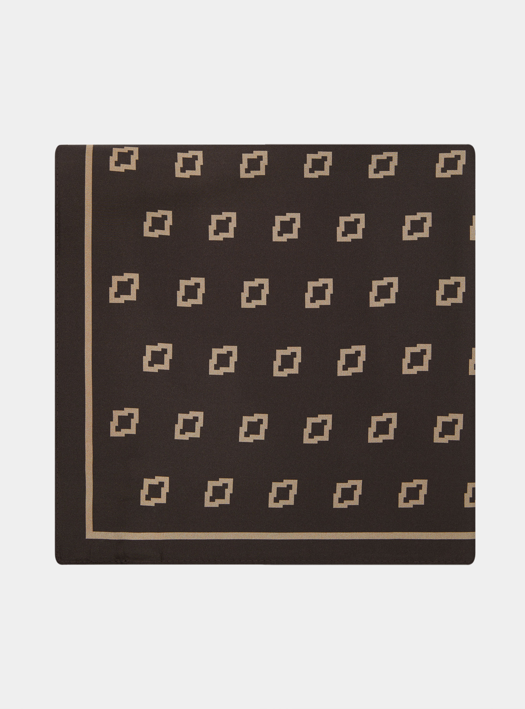 Foulard in seta stampa etnica, MARRONE