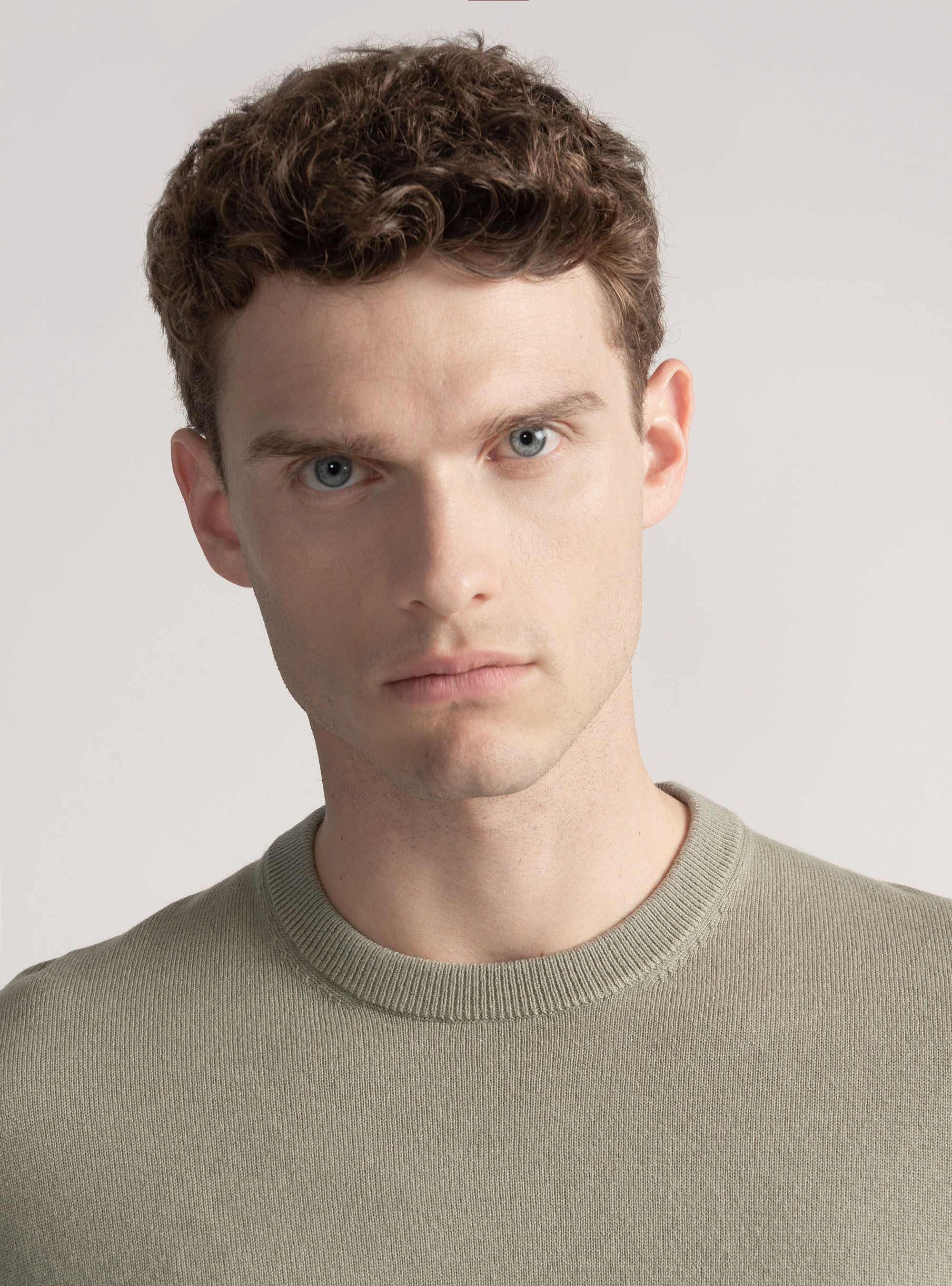 Tricot à col ras du cou en laine mélangée, VERDE GIADA 0655C