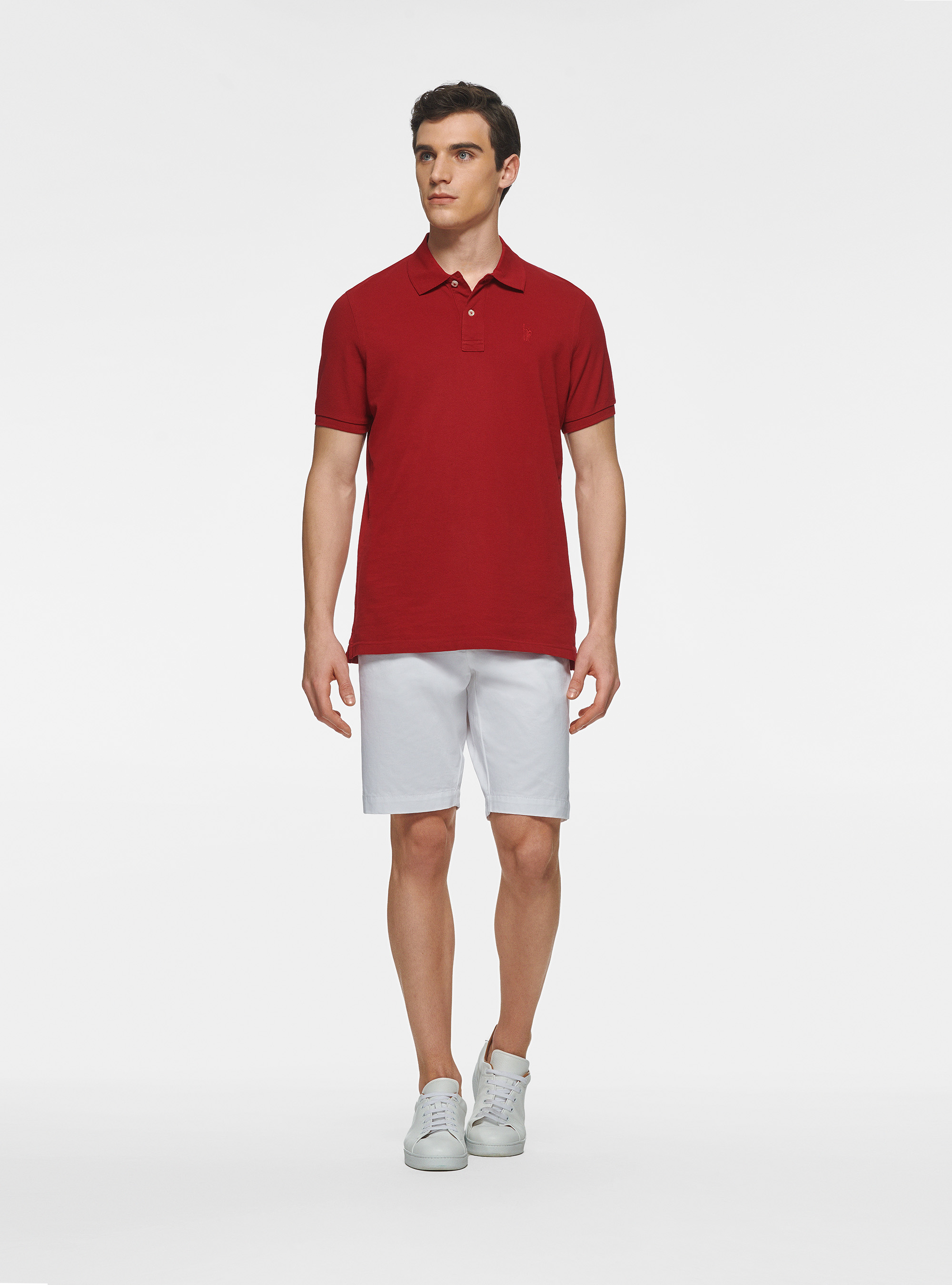 Polo classique en piqu&eacute;, ROUGE