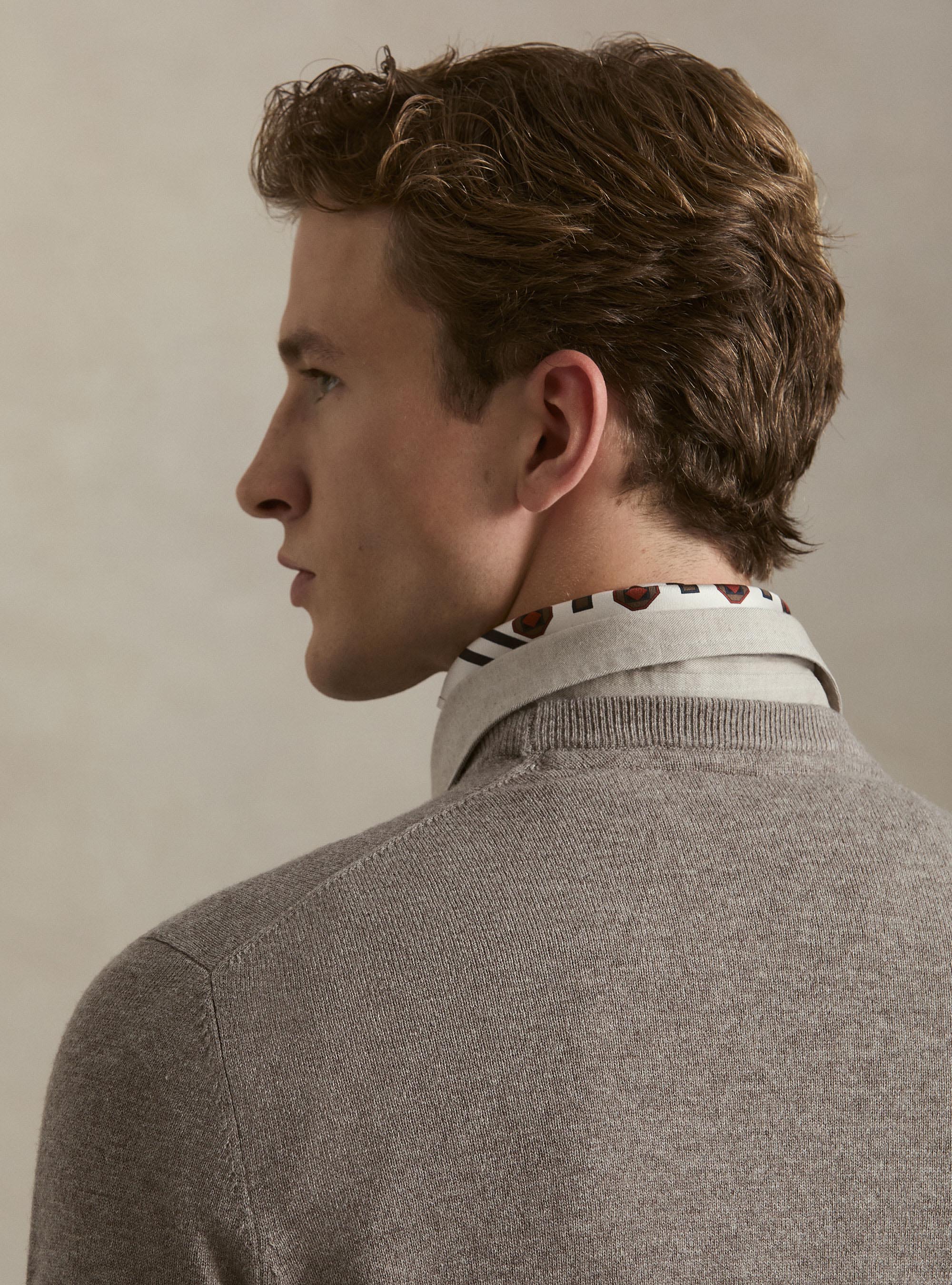 Lambswool and cashmere crewneck sweater, TORTORA 0542C