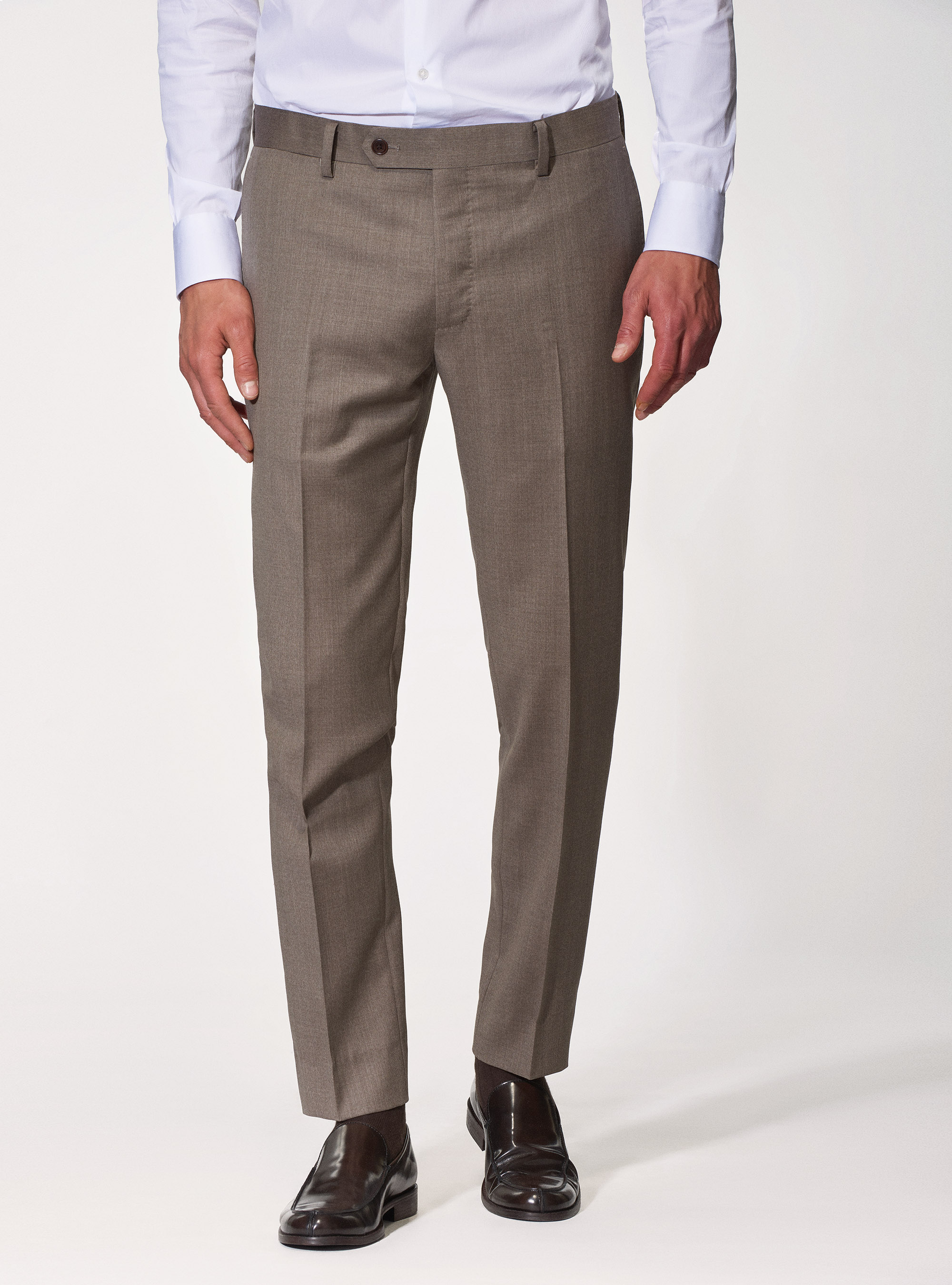 Pantaloni per abito in pura lana superfine 120's, SABBIA