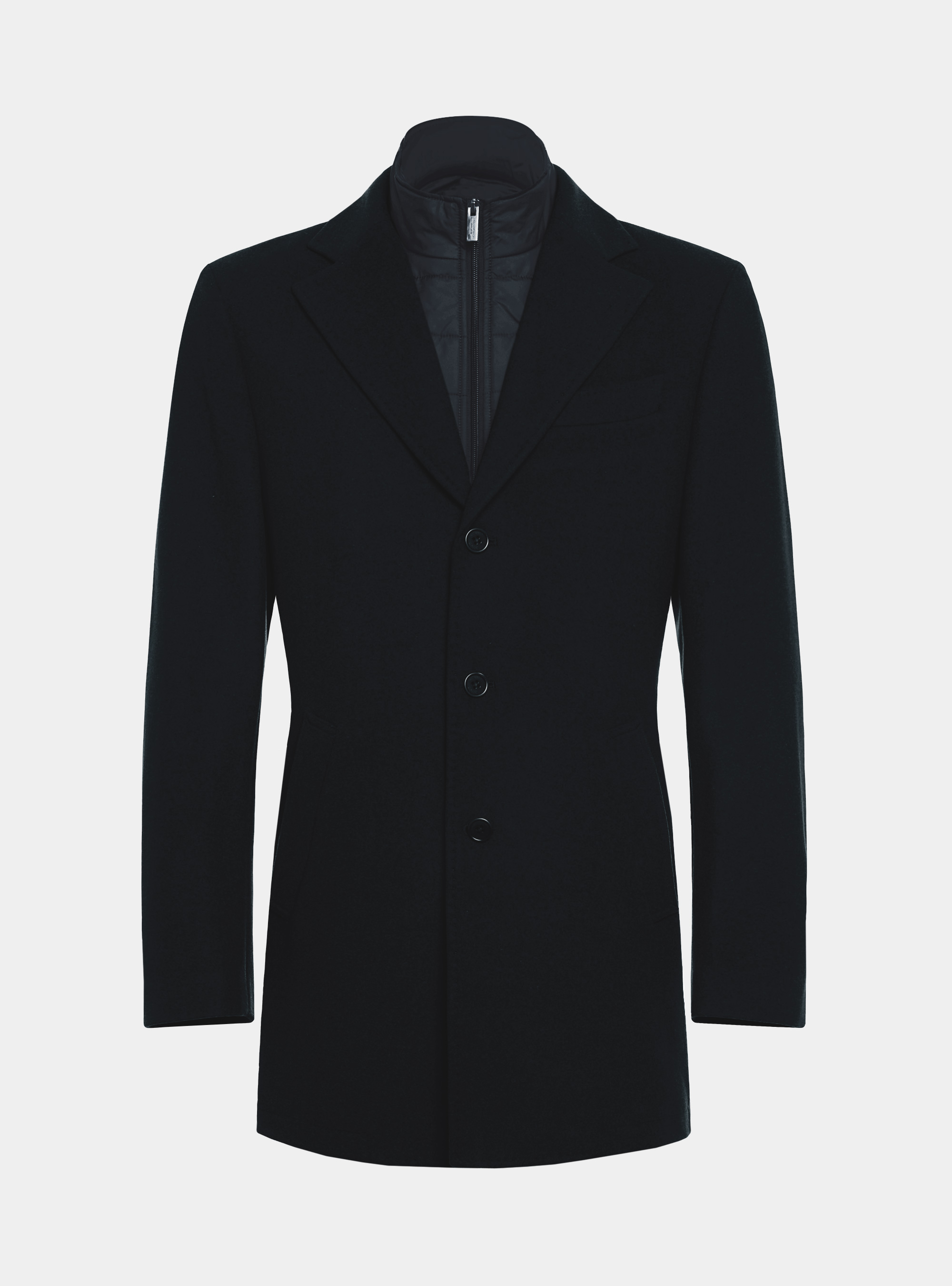Cappotto in misto lana con pettorina, BLU NAVY