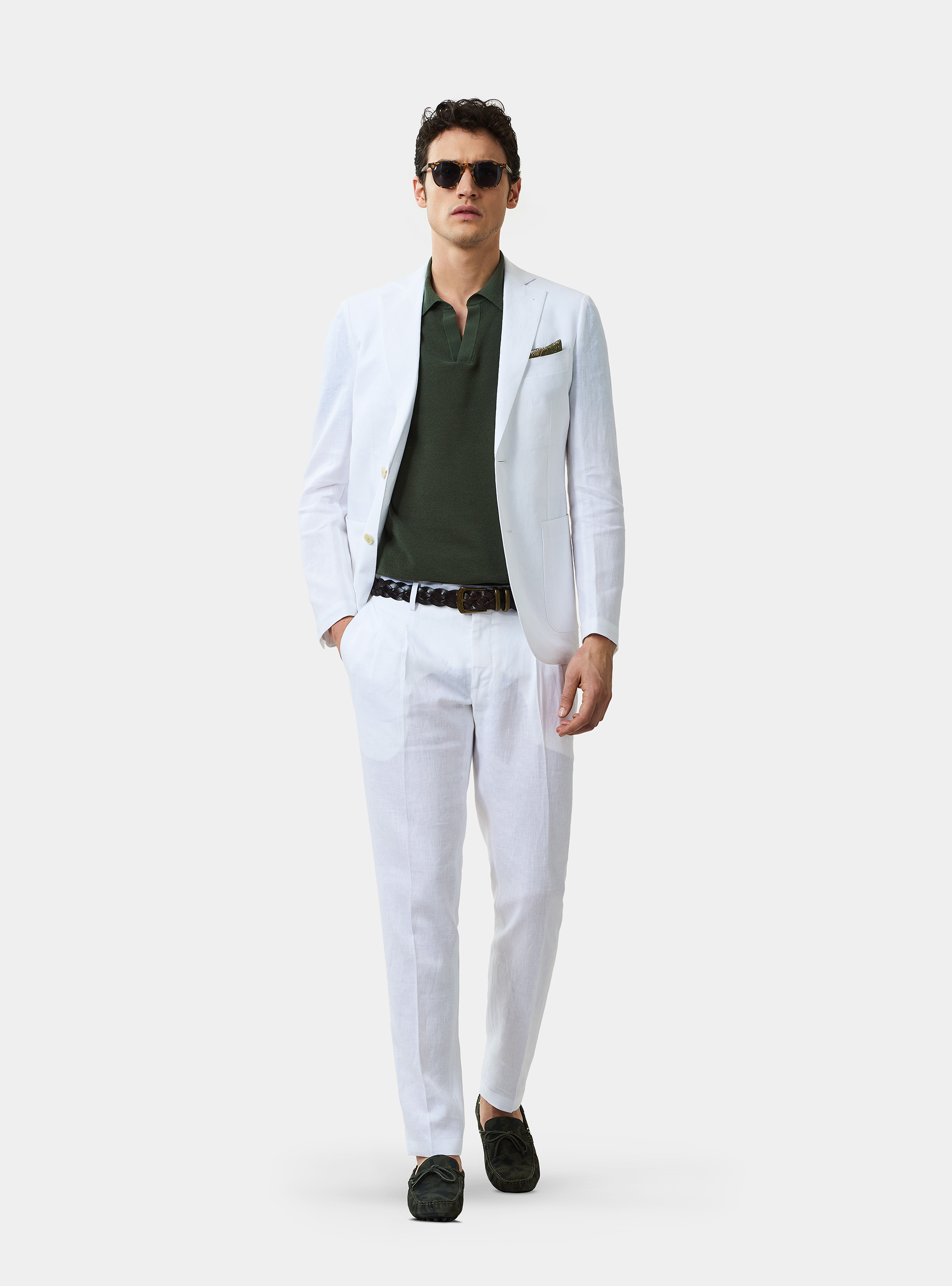 Pantaloni per abito in puro lino, BIANCO