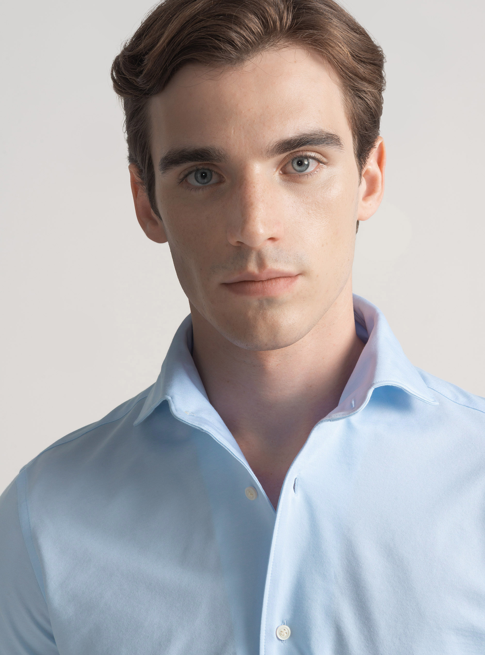 Cotton blend jersey shirt, LIGHT BLUE