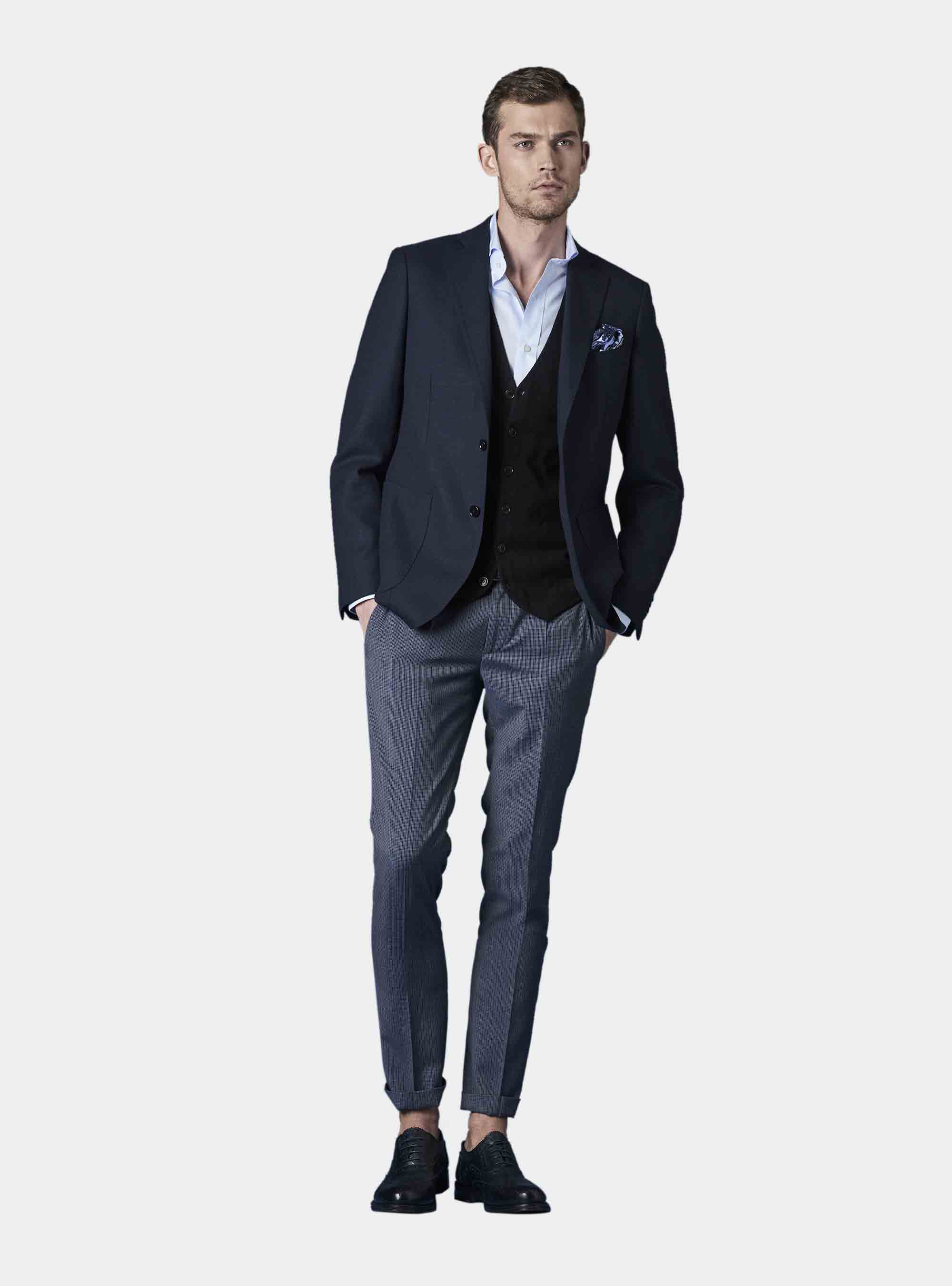 Super 100 wool blazer, NAVY BLUE