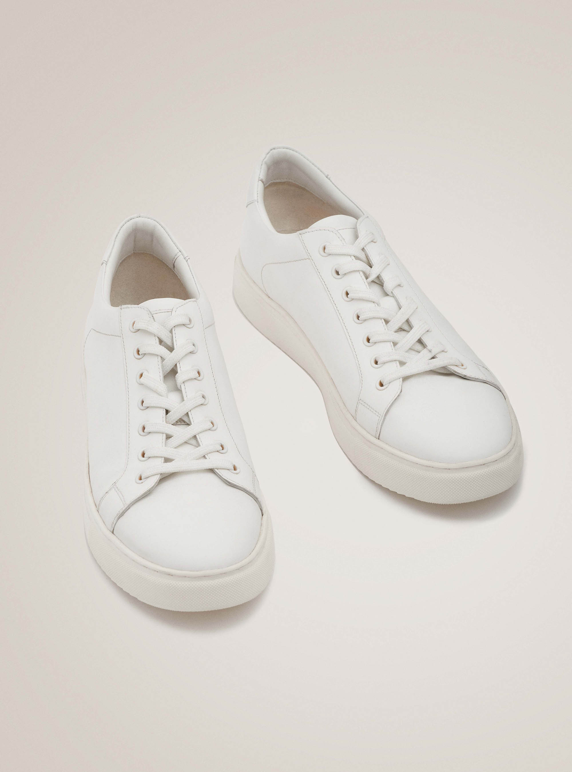 Sneakers de piel blanca, BLANCO