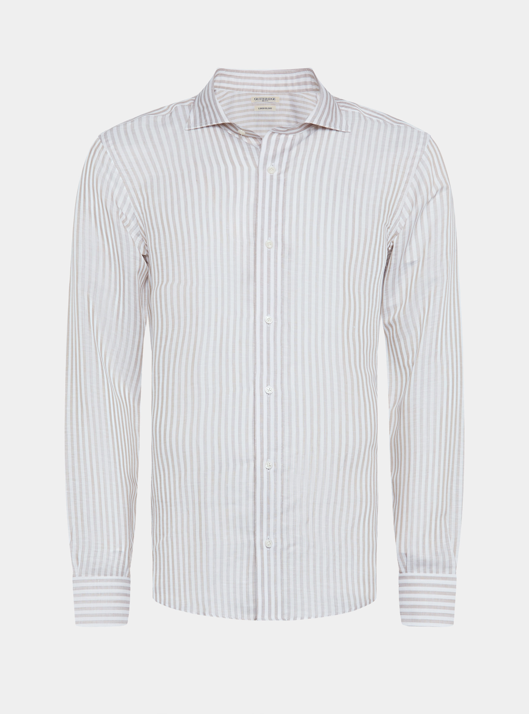Linen blend striped shirt, SAND