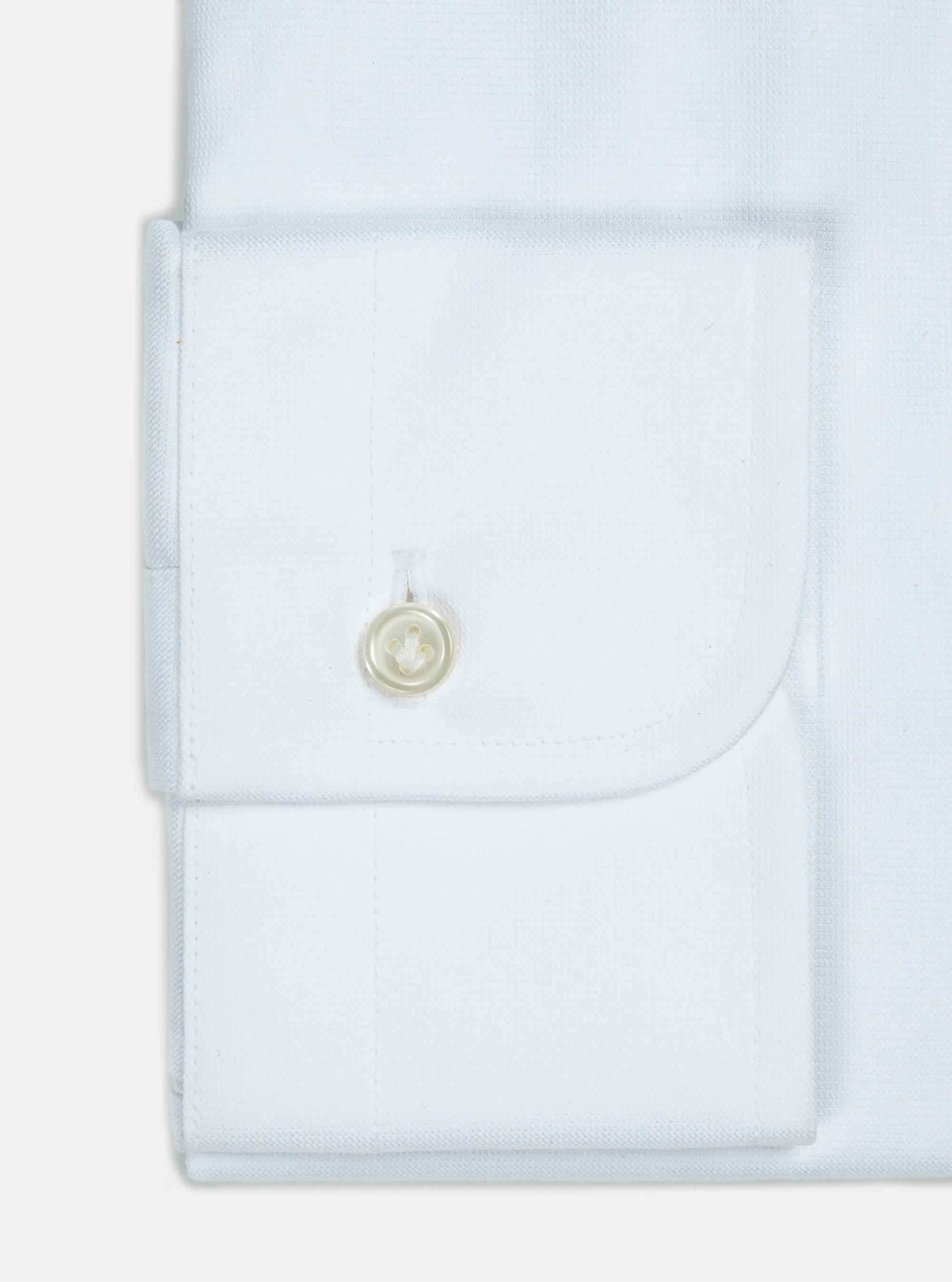 Camicia collo francese in cotone operato, BIANCO