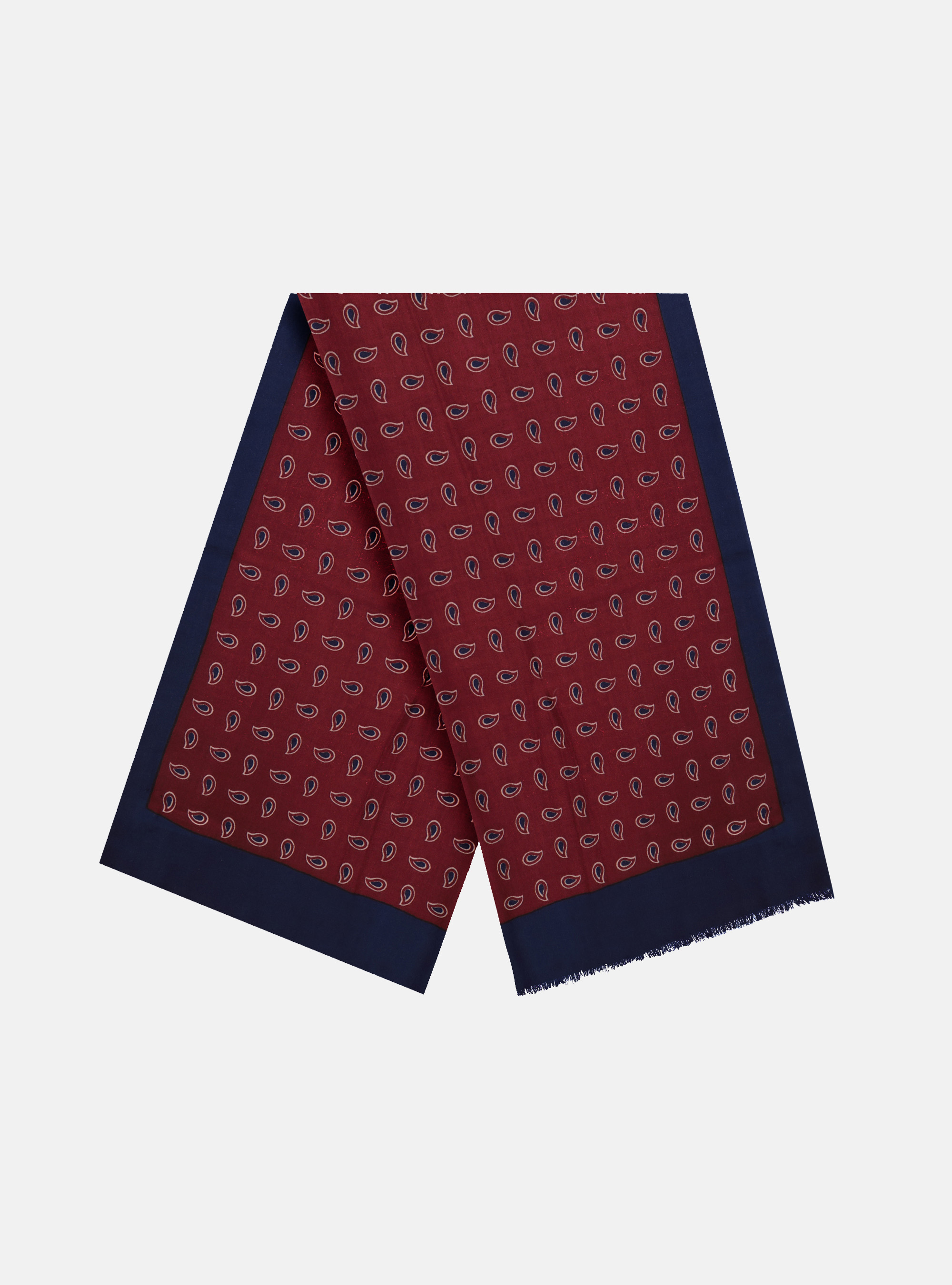 PAISLEY WOOL SCARF, BORDEAUX