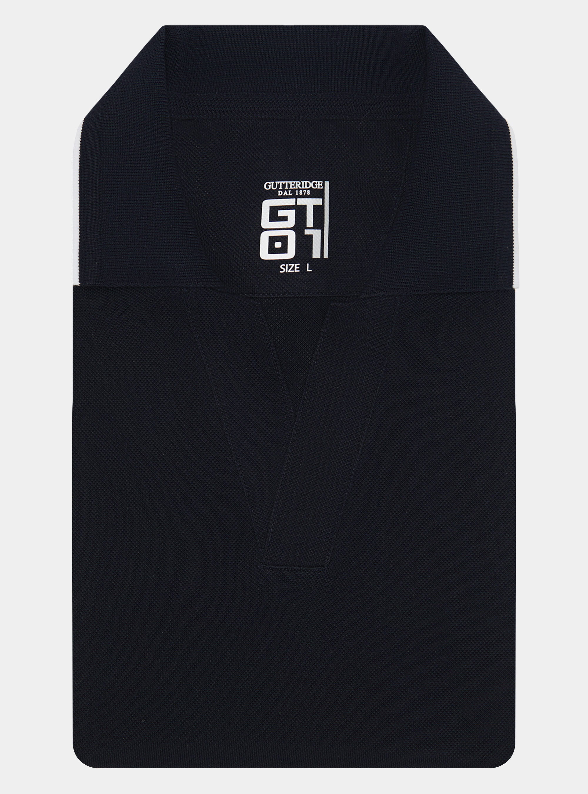 Polo GT01 senza bottoni in piquet stretch, BLU NAVY