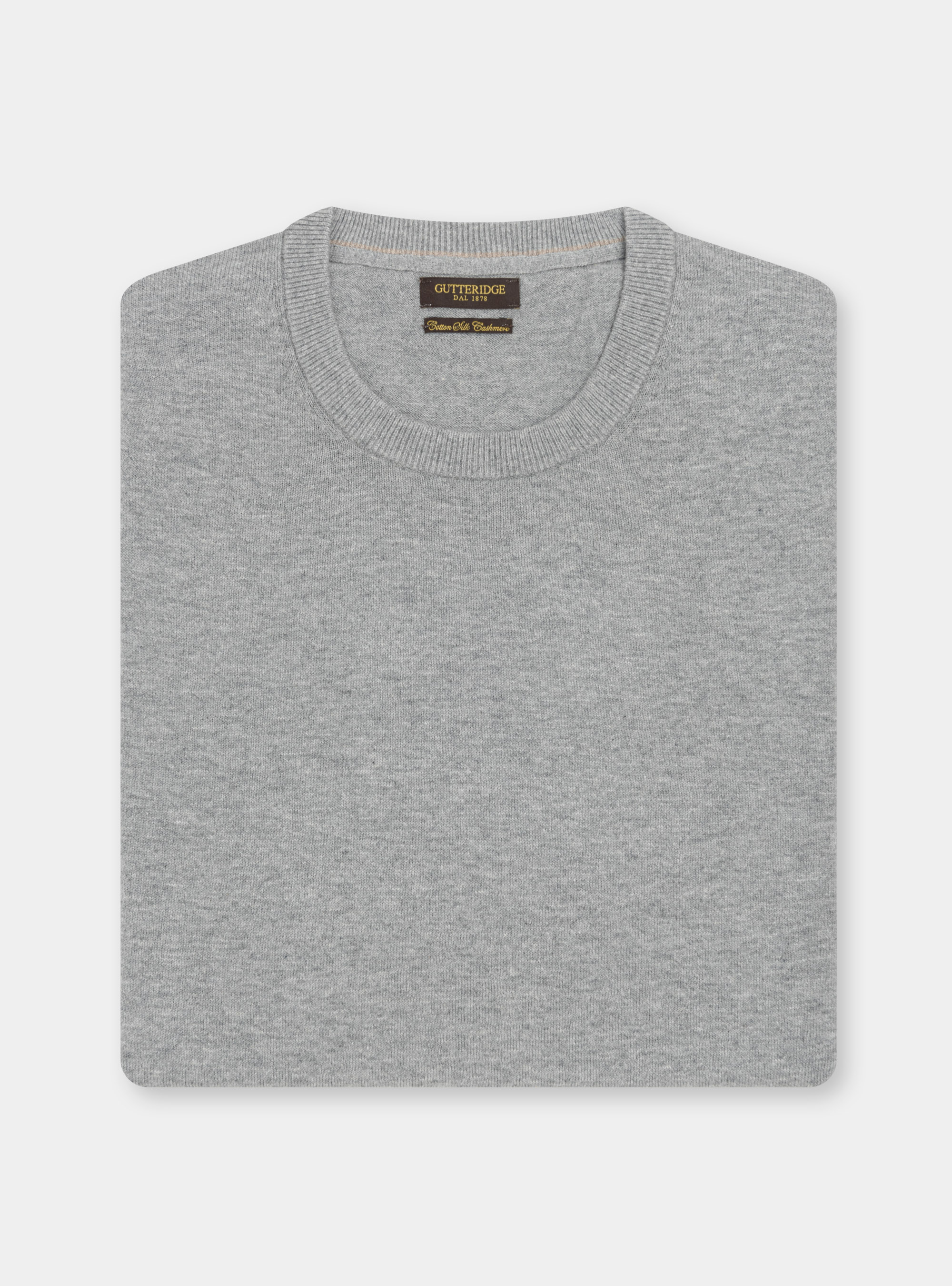 Maglia girocollo in cotone seta e cashmere, GRIGIO MELANGE 0151C
