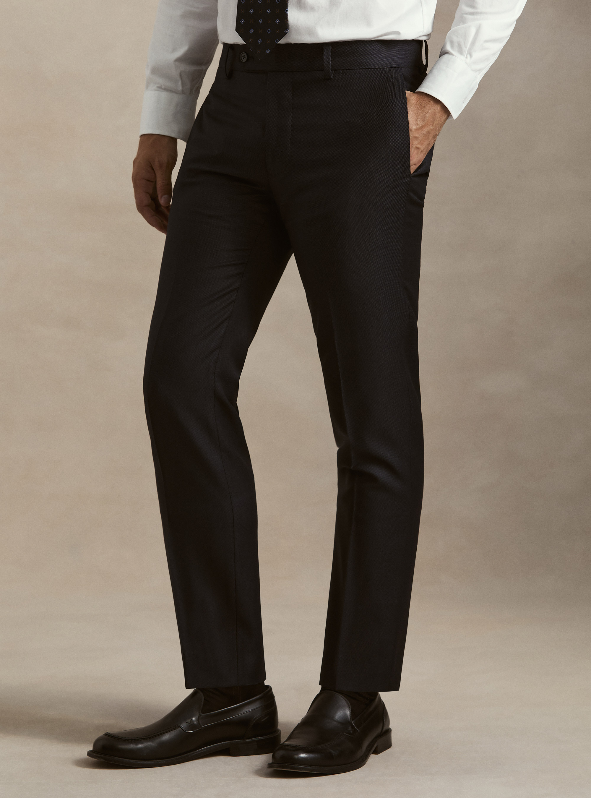 Pantaloni per abito in pura lana occhio di pernice Vitale Barberis Canonico, BLU NAVY