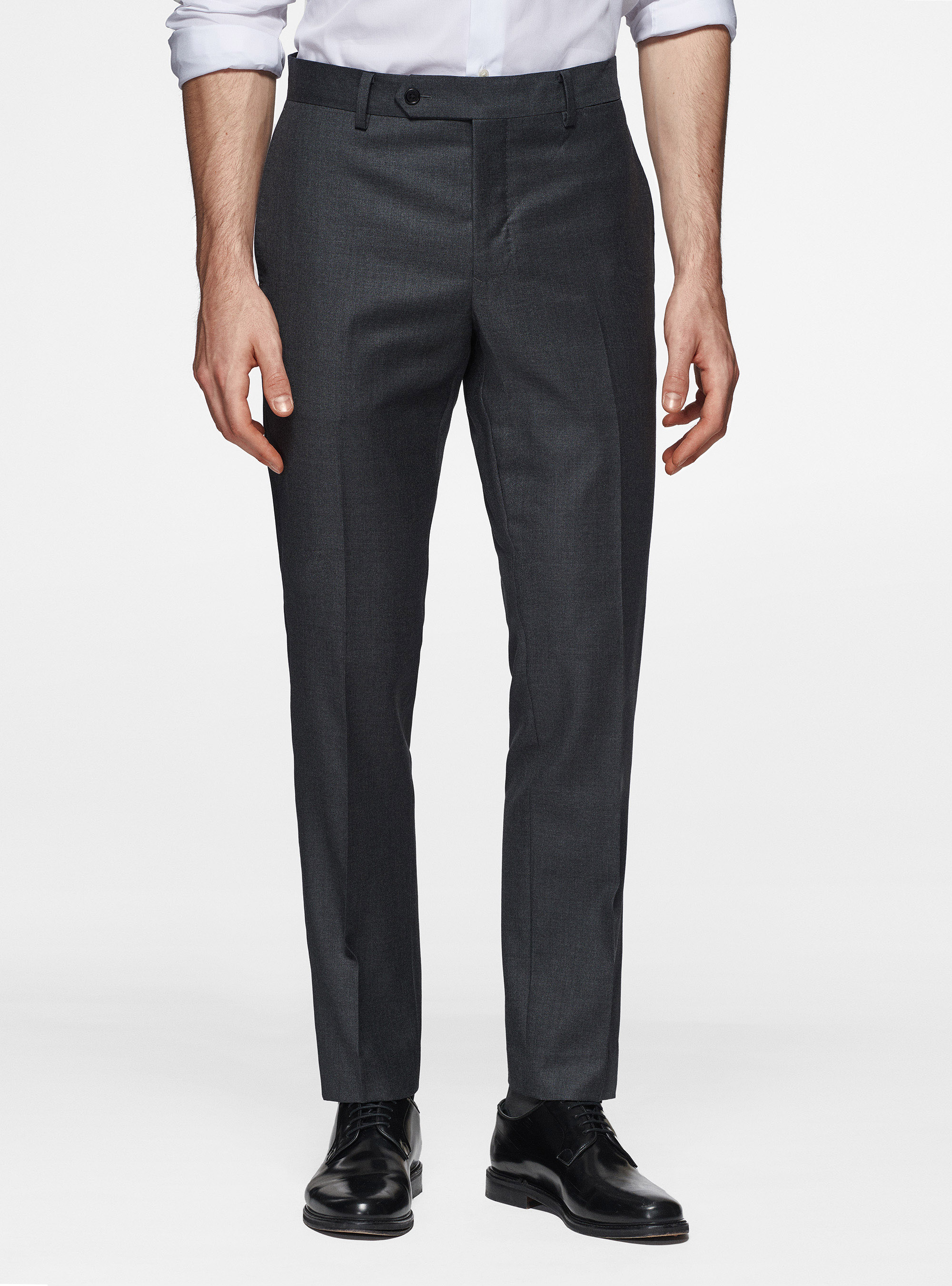 Gutteridge - Pantaloni in pura lana superfine 110's, Unisex, Asfalto, Taglia: 56