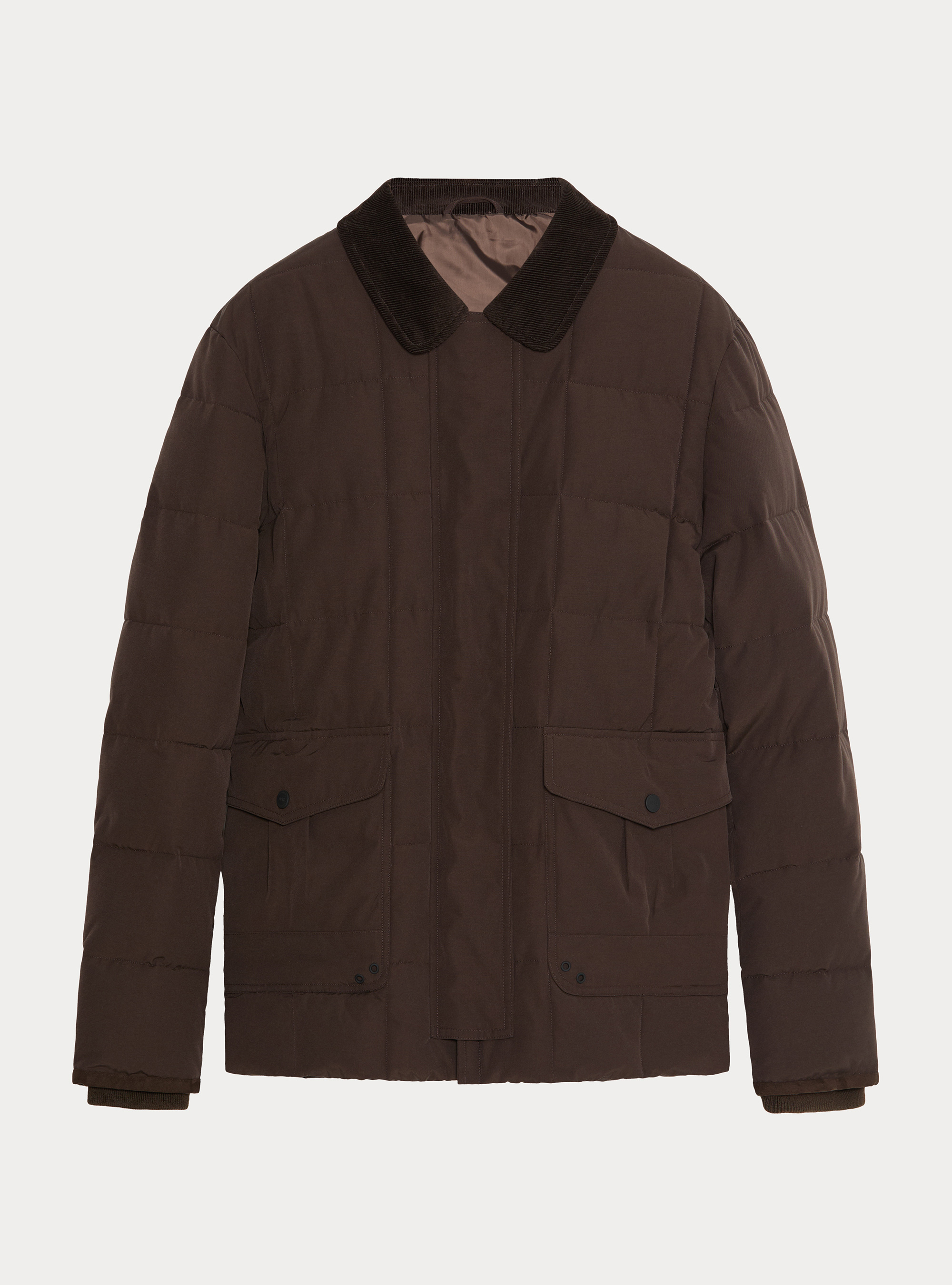 Classic quilted shirt-collar jacket, MARRONE 0508C