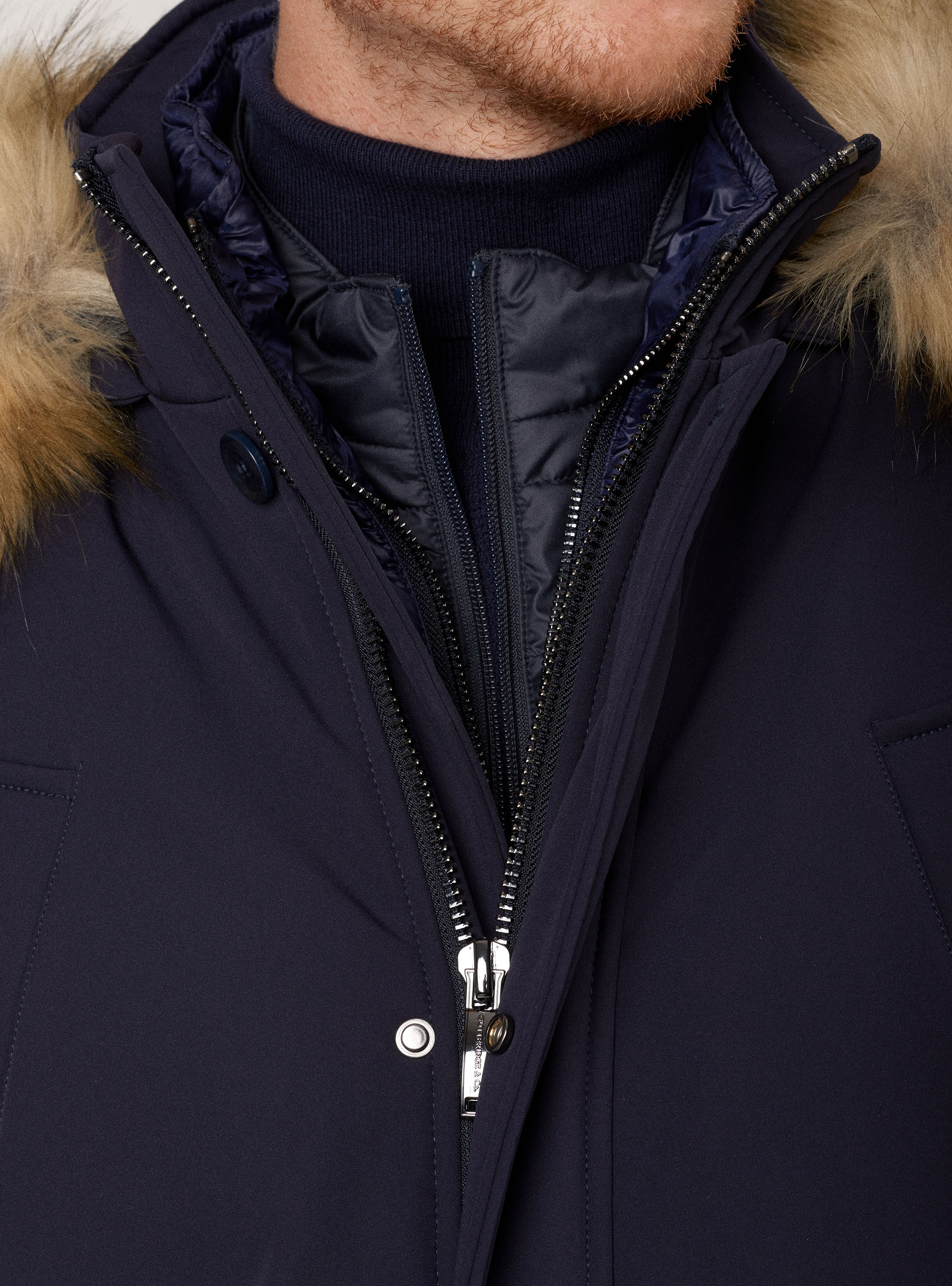 Giubbotto tecnico con cappuccio, BLU NAVY