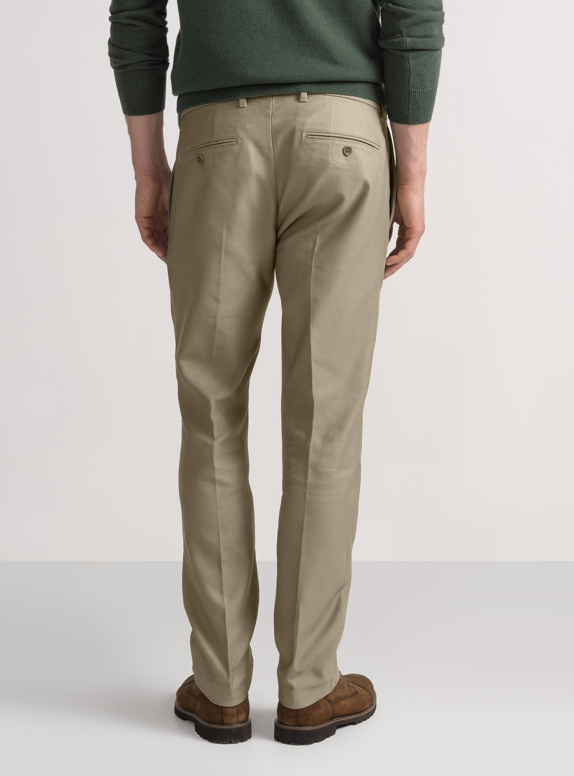 Pantaloni chino slim fit in cotone armaturato, FANGO