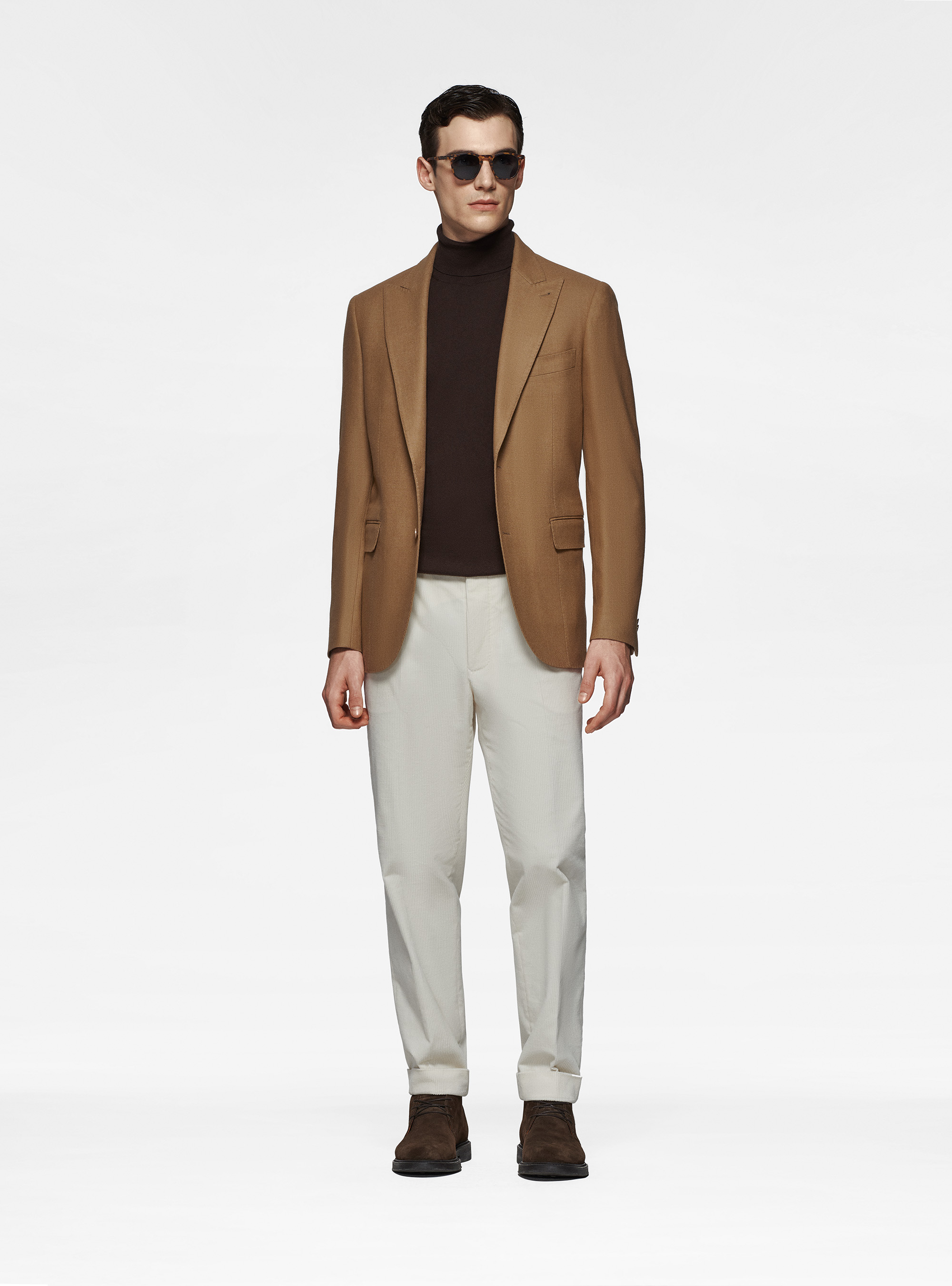 Giacca petto a lancia in flanella Duemilagori, SABBIA