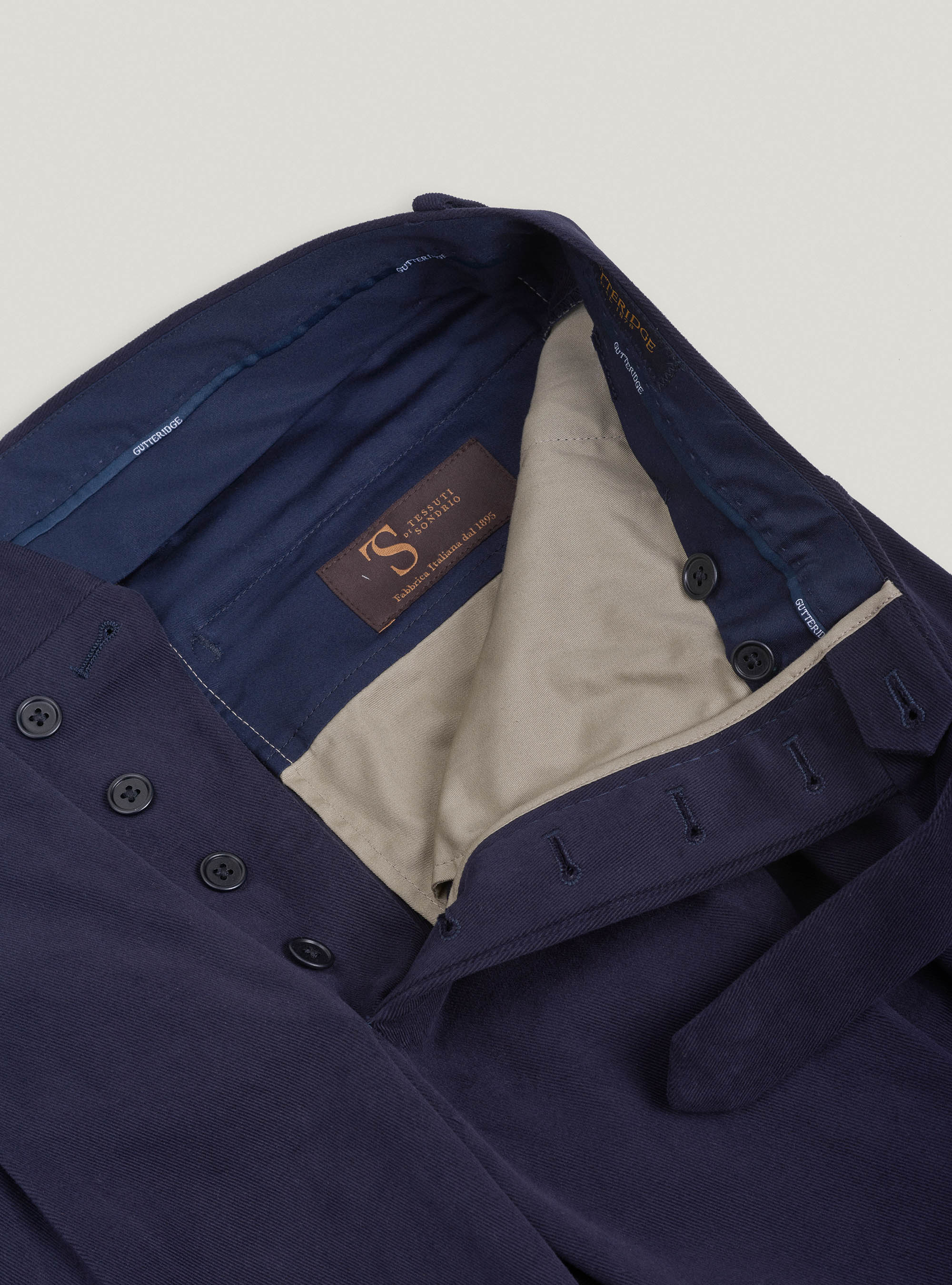 Pantaloni in cotone stretch smerigliato, BLU NAVY