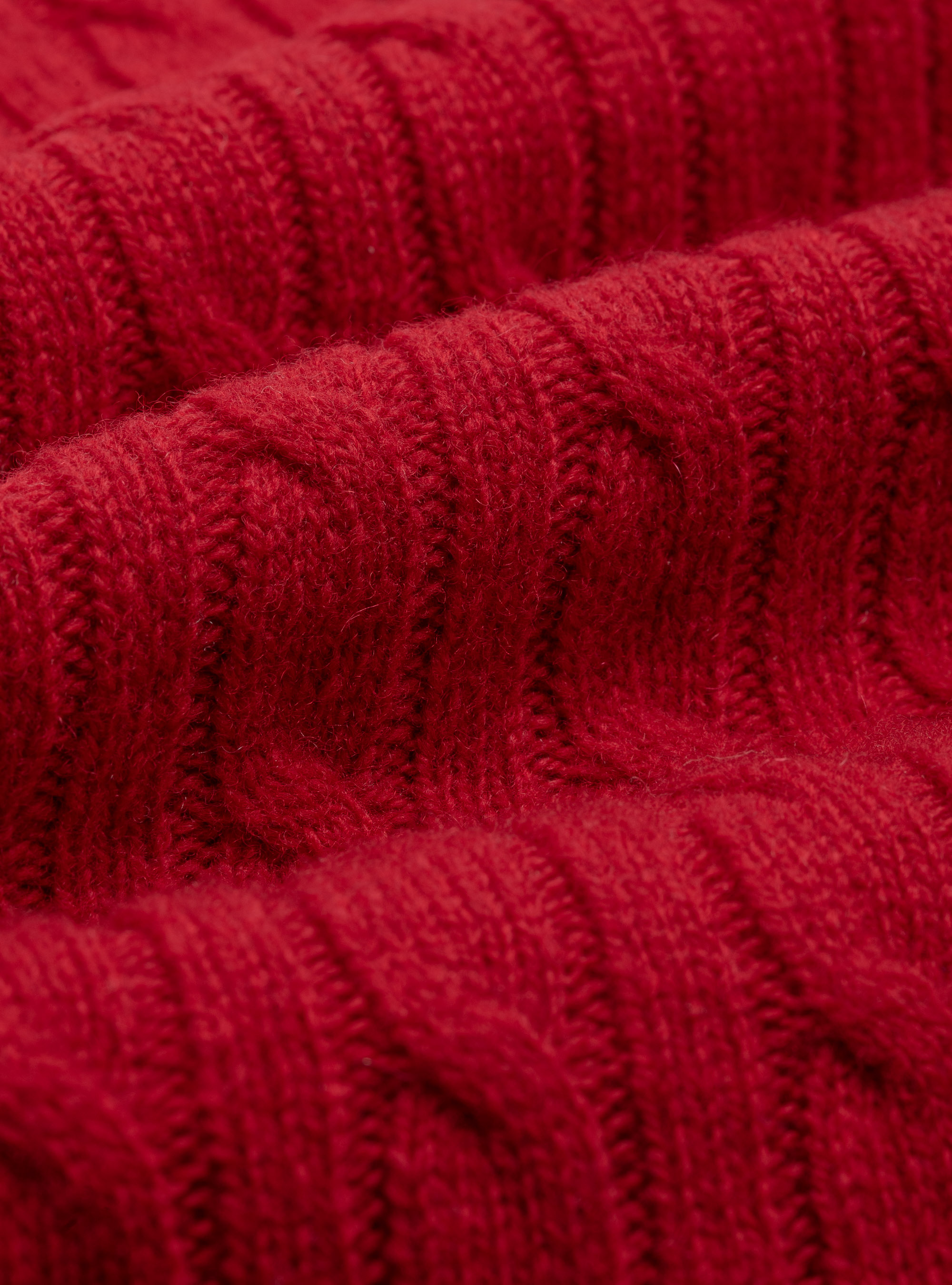 Maglia a treccia in lambswool, ROSSO