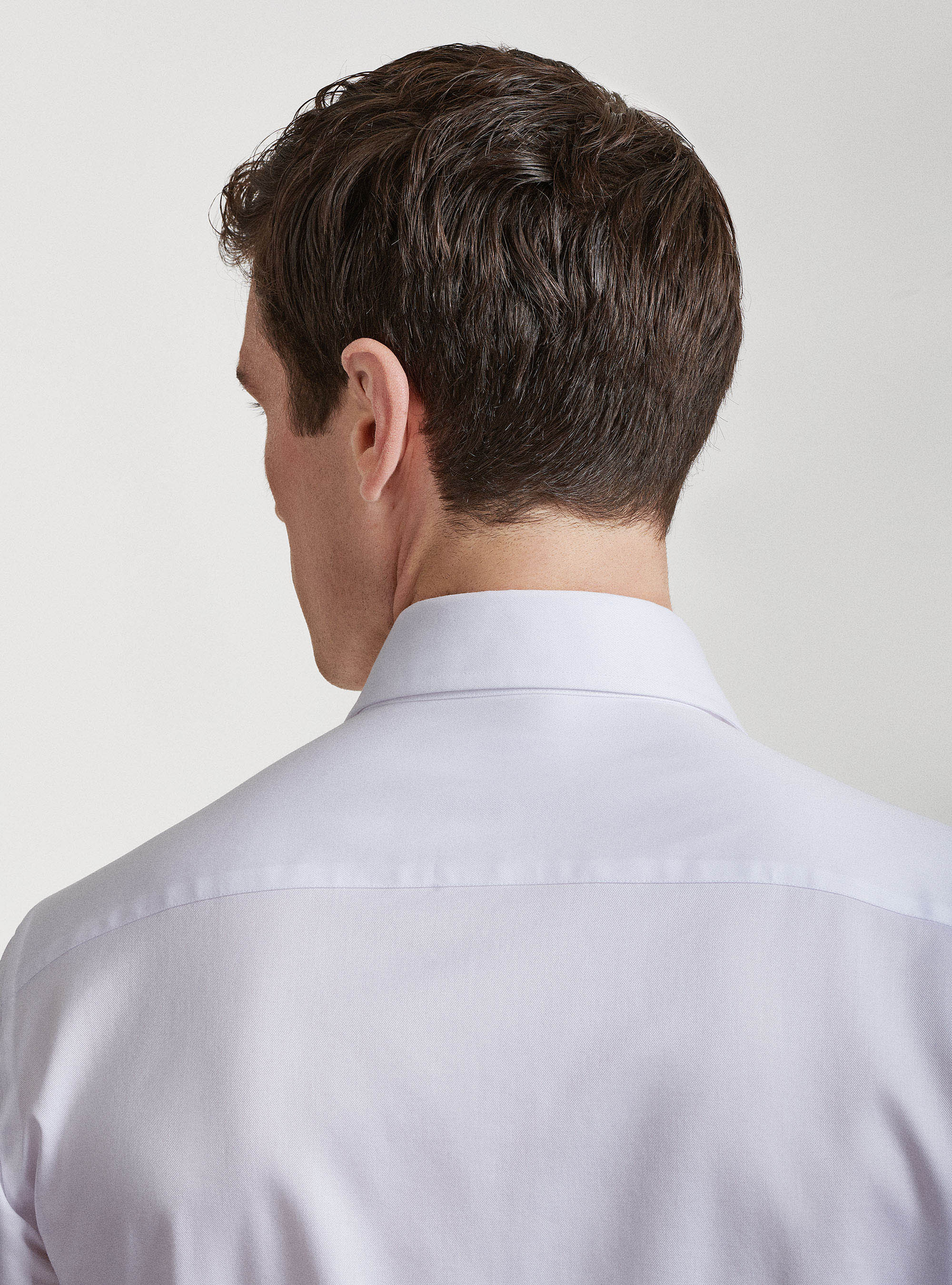 Camicia slim fit in twill di cotone, BIANCO