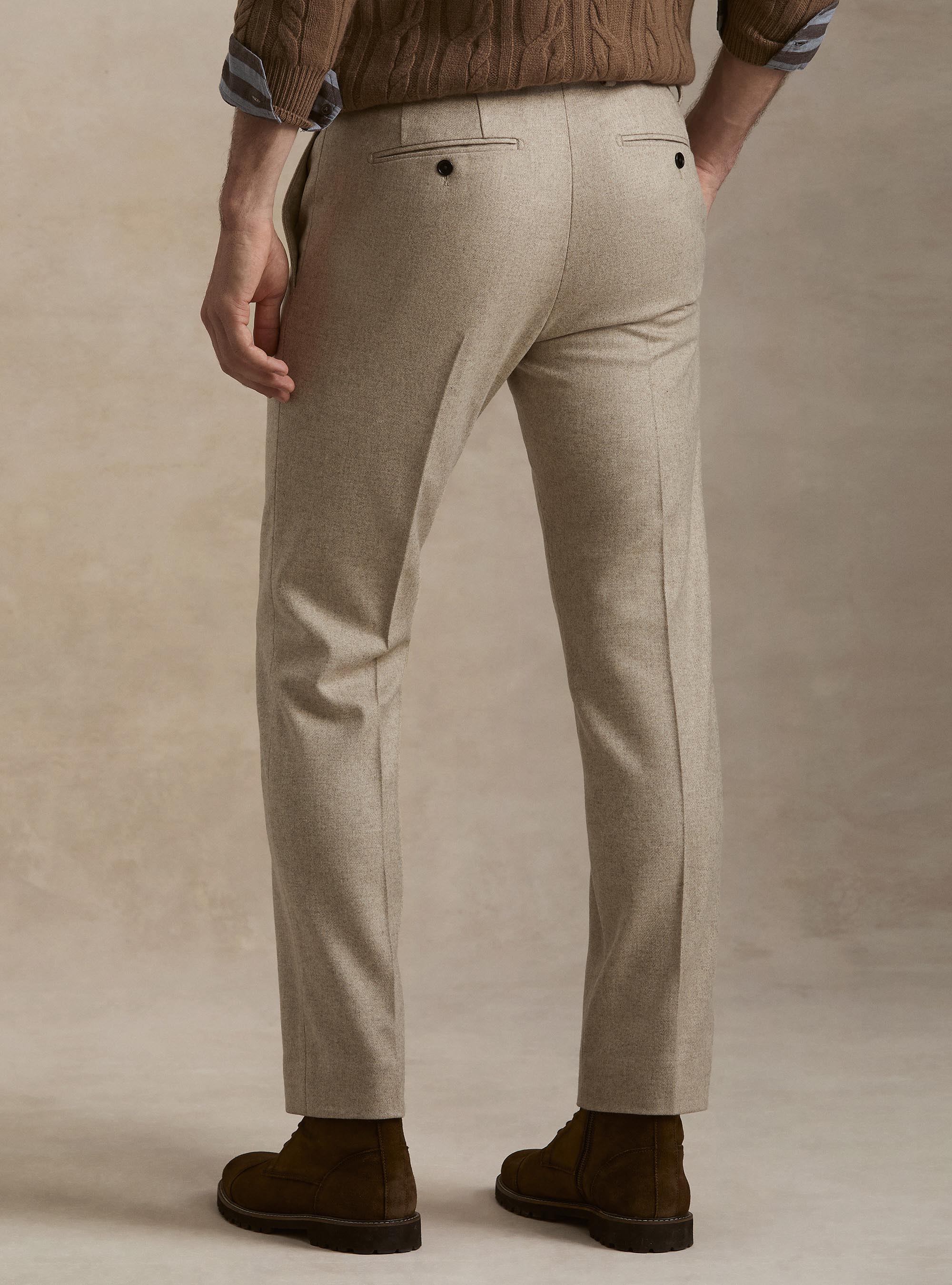 Wool blend flannel trousers, SAND