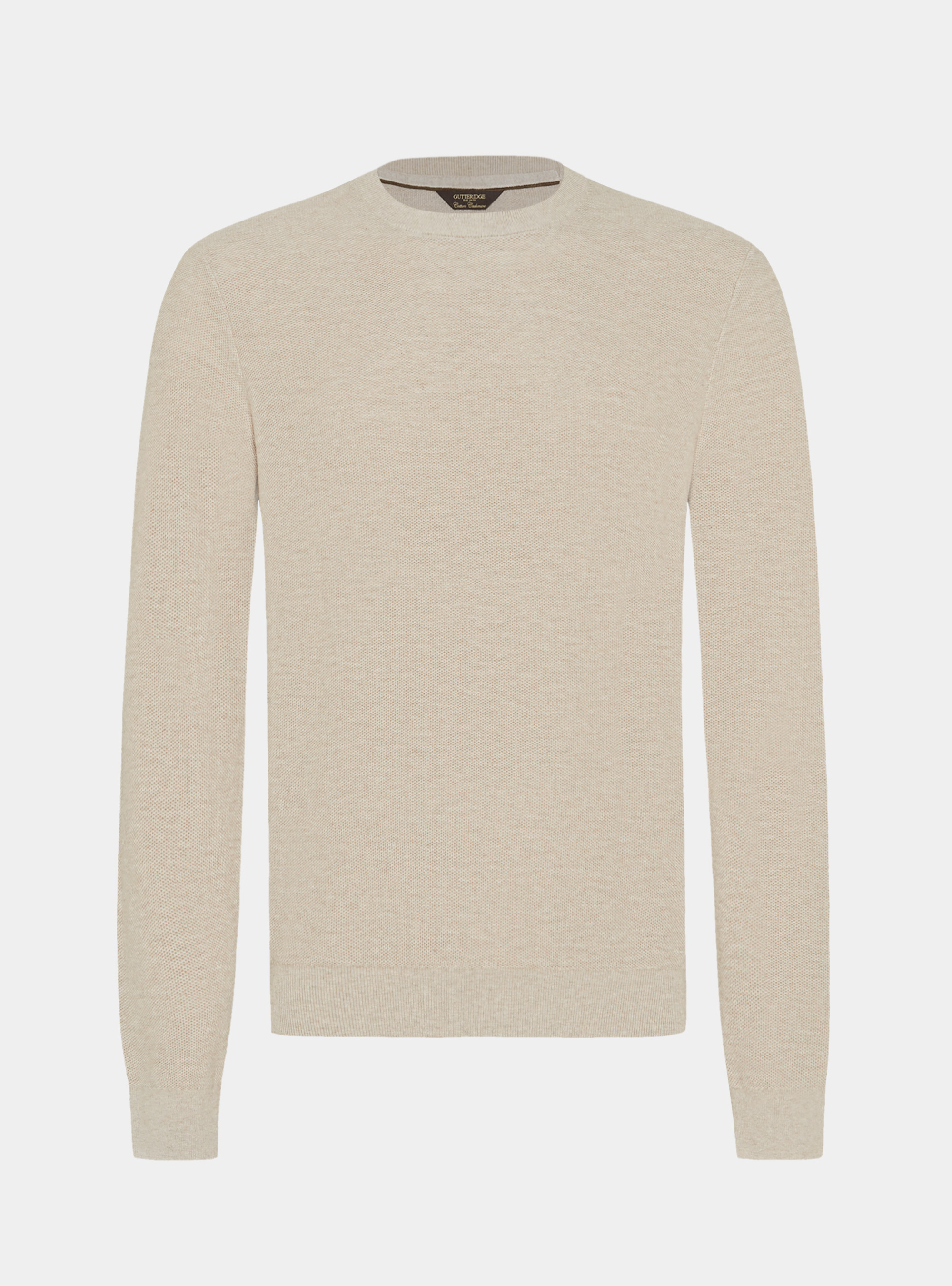 Trikot mit Rundhalsausschnitt aus Baumwolle und Kaschmir mit Wabenmuster, ECRU 0560C