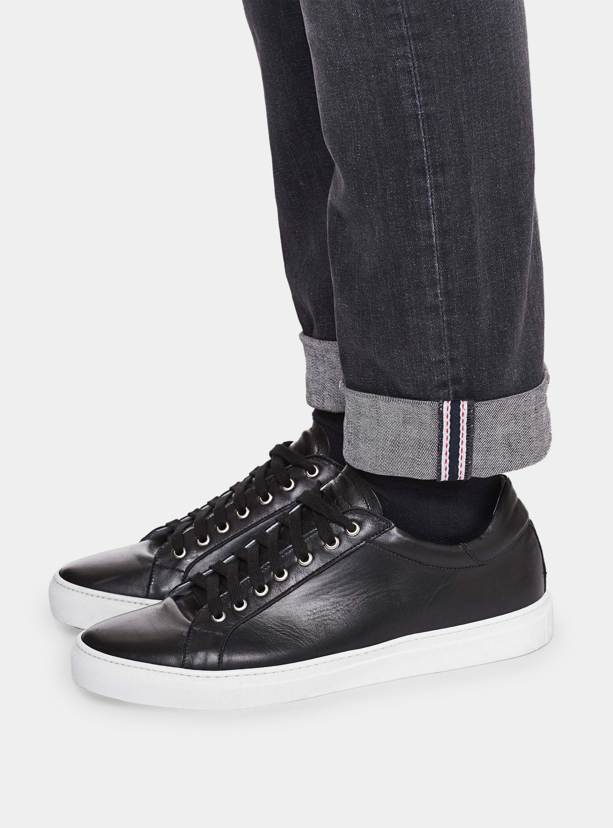 Pantaloni denim stretch regular fit, NERO