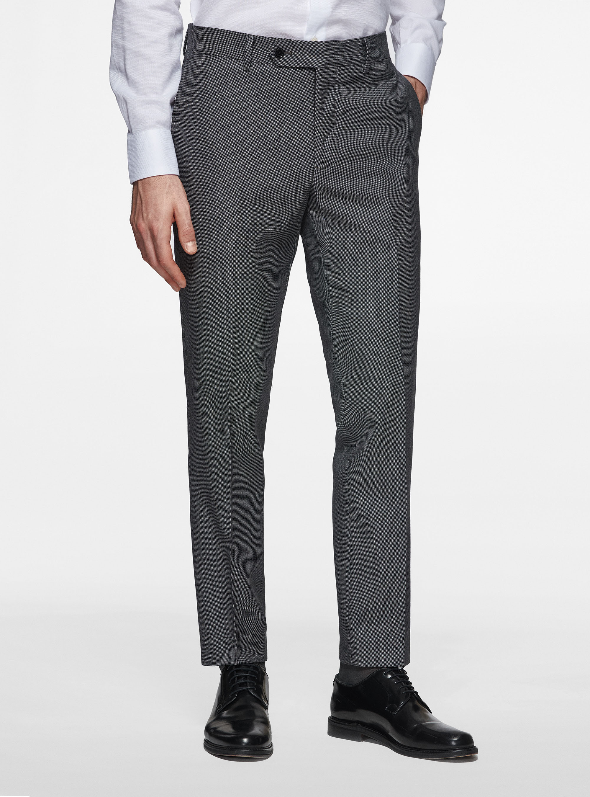 Pantaloni in pura lana occhio di pernice, GRIGIO CHIARO