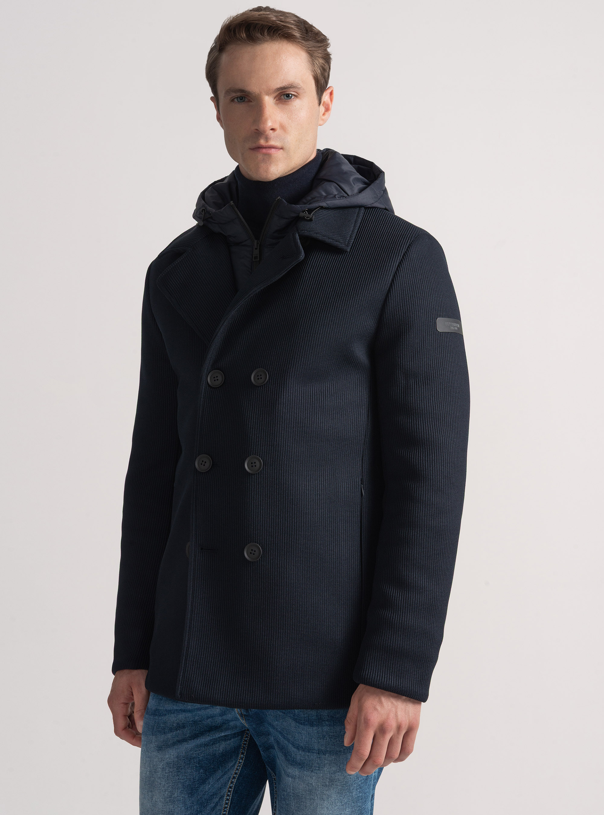 Giubbino tecnico con pettorina e cappuccio reversibile, BLU NAVY