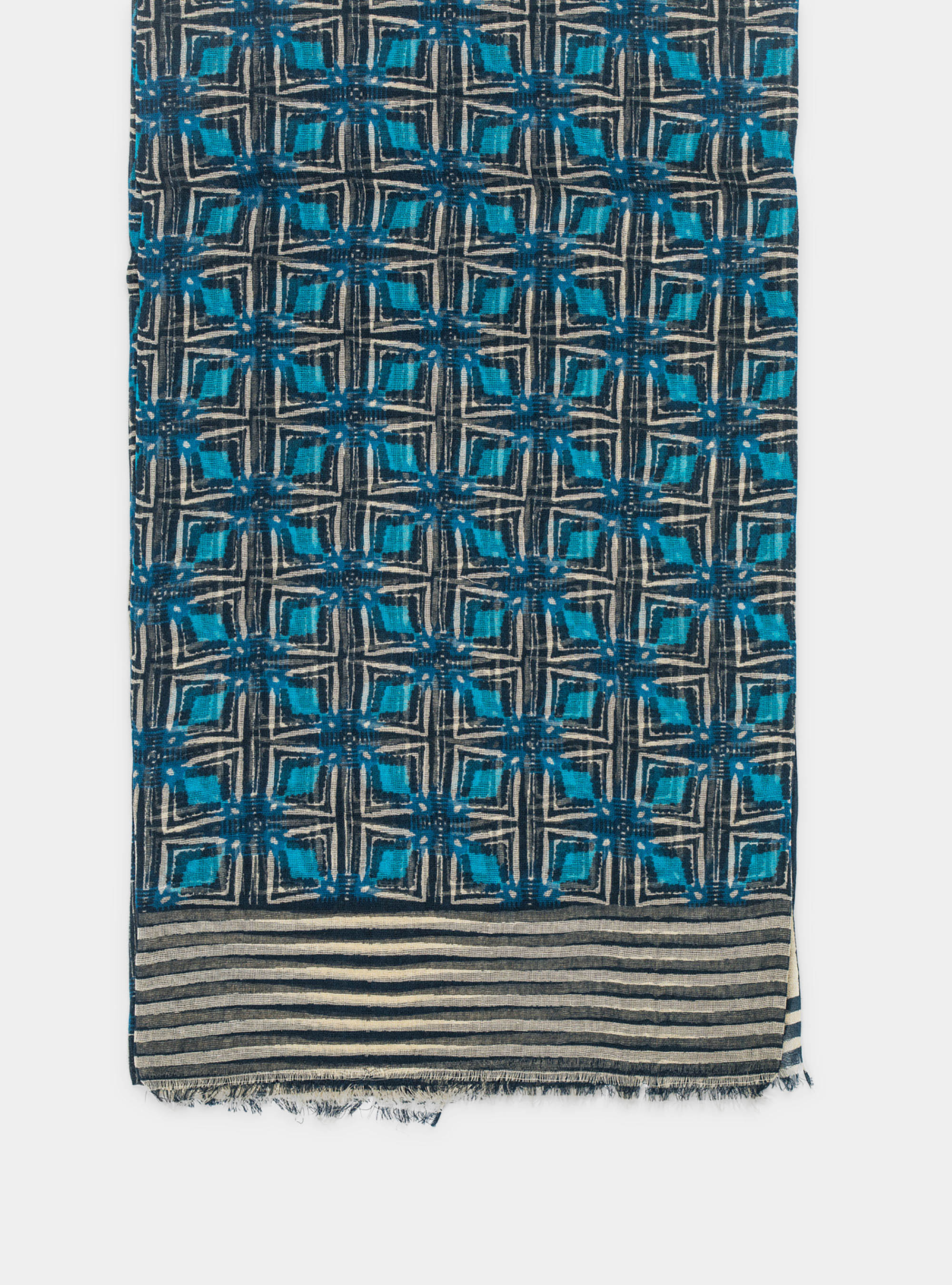 Geometric fantasy scarf, NAVY BLUE