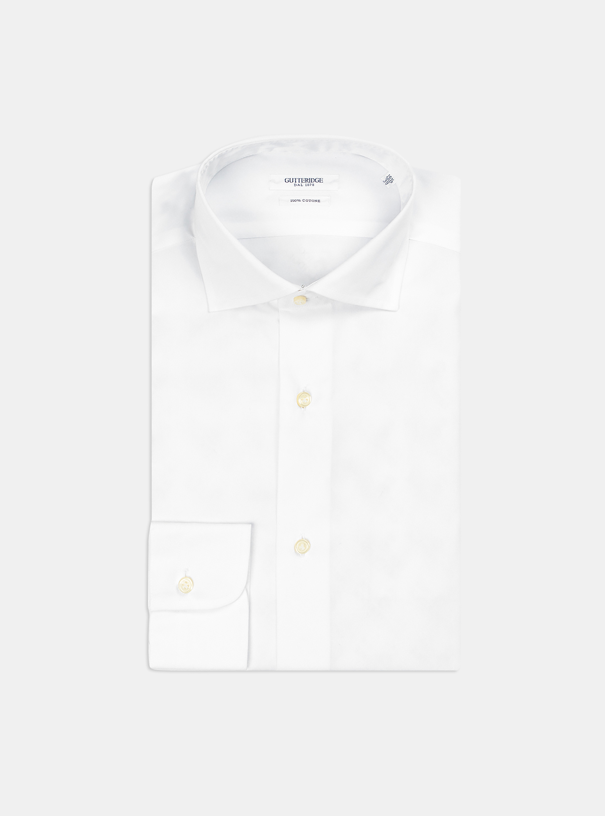 Camicia con collo francese in fil a fil, BIANCO
