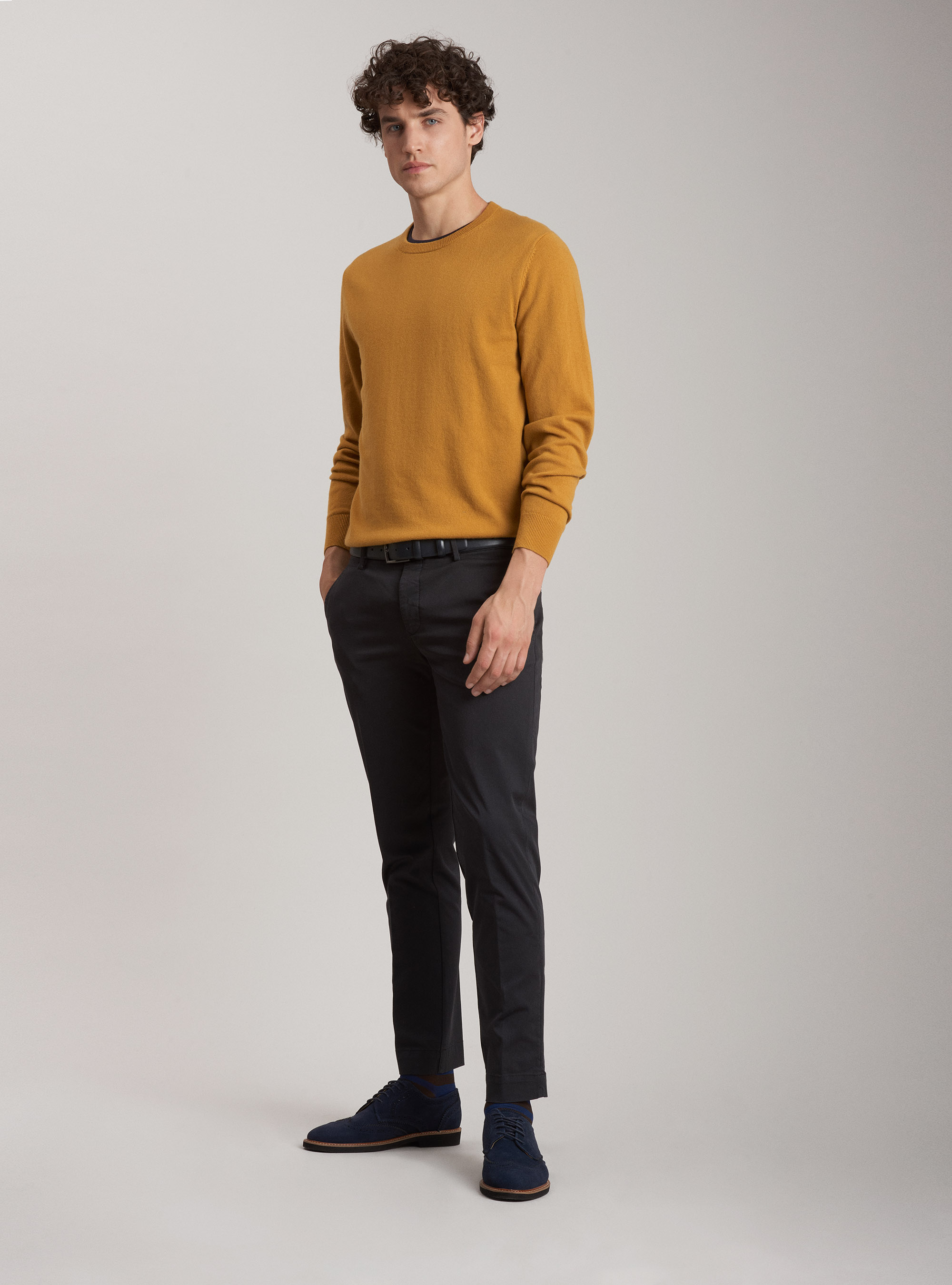100% cashmere round neck sweater, SENAPE 0715C