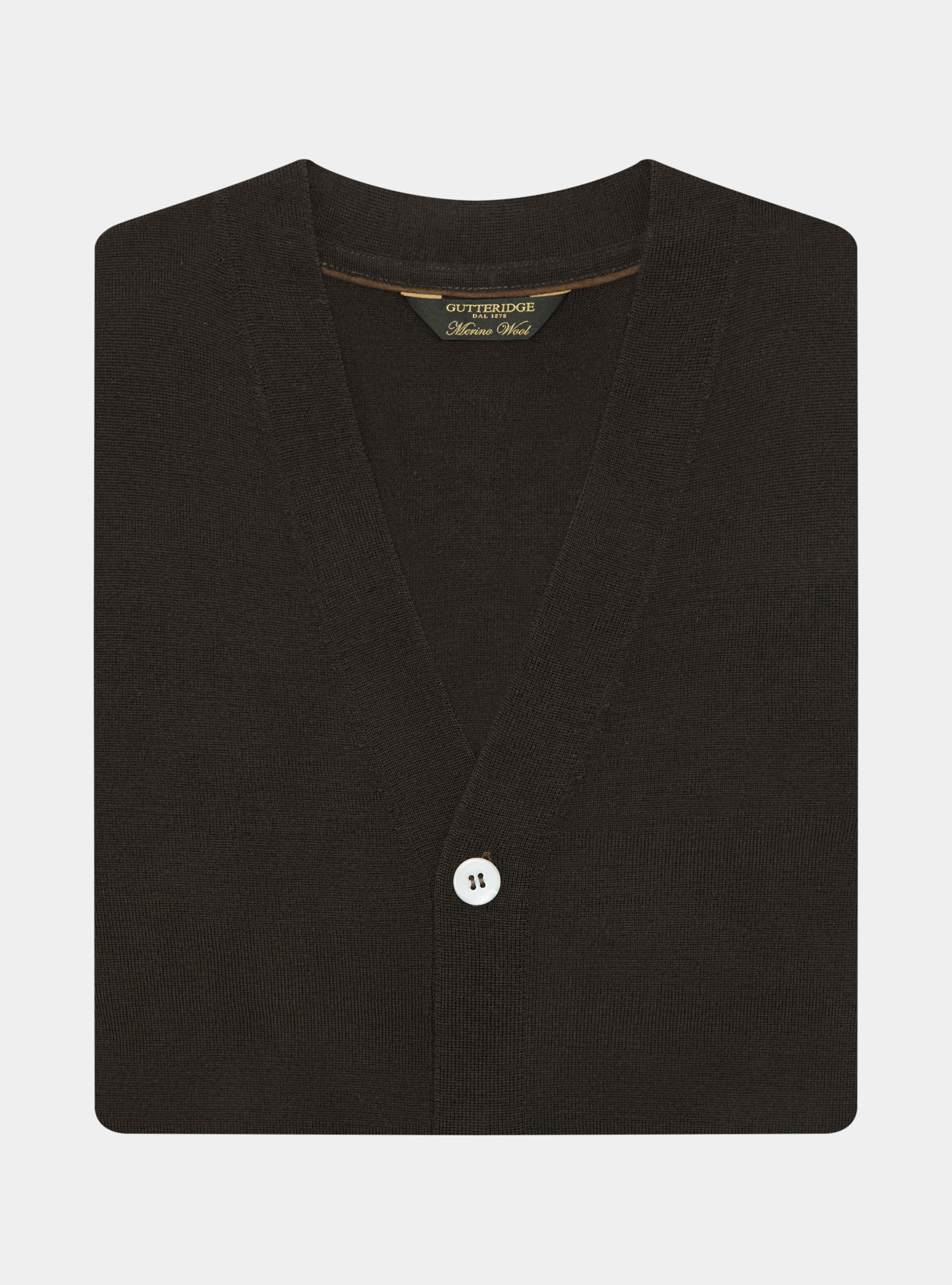 Knitted cardigan with buttons in extra-fine merino wool, BROWN