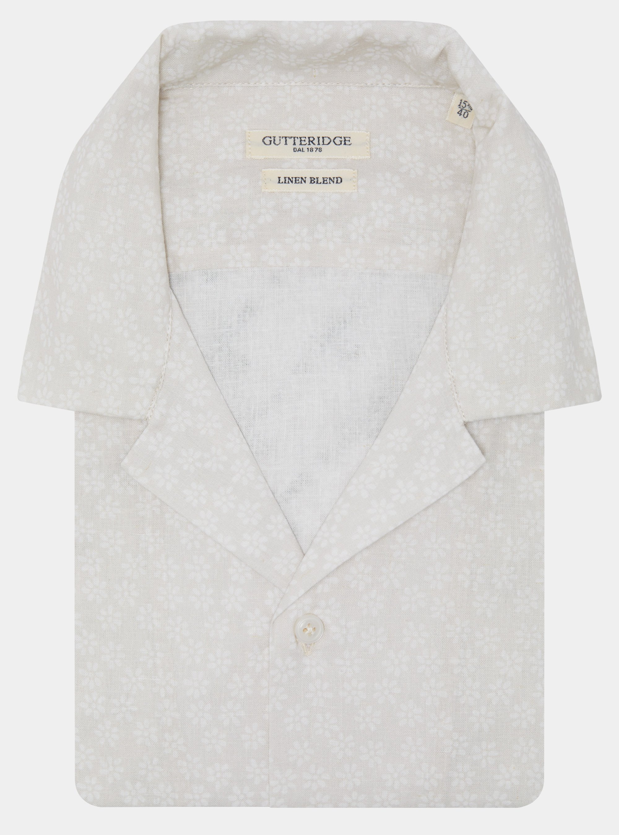 Camicia bowling in lino e cotone stampato, ECRU