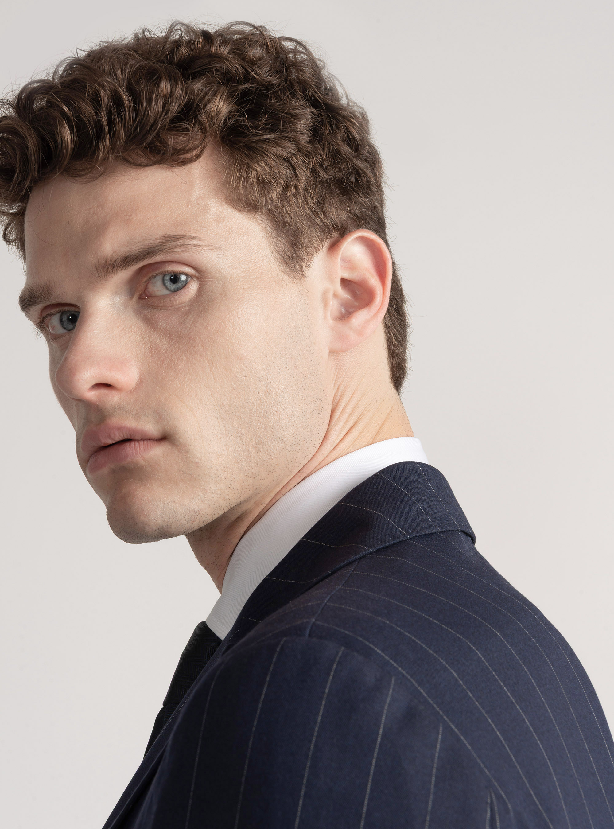 Giacca doppiopetto per abito gessato, BLU NAVY