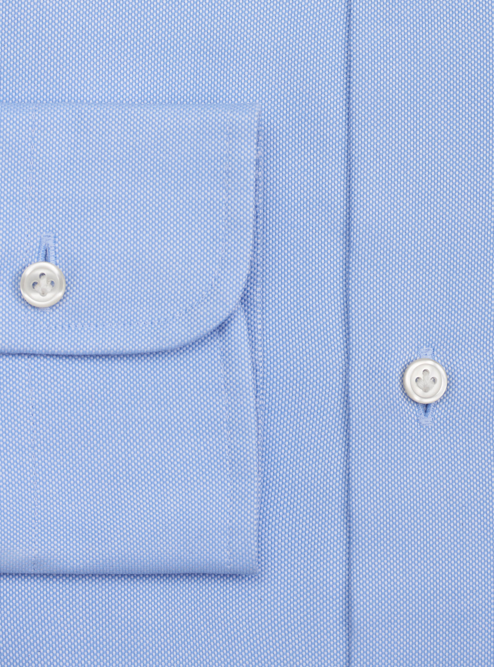 Camicia collo francese semiaperto in oxford, AZZURRO