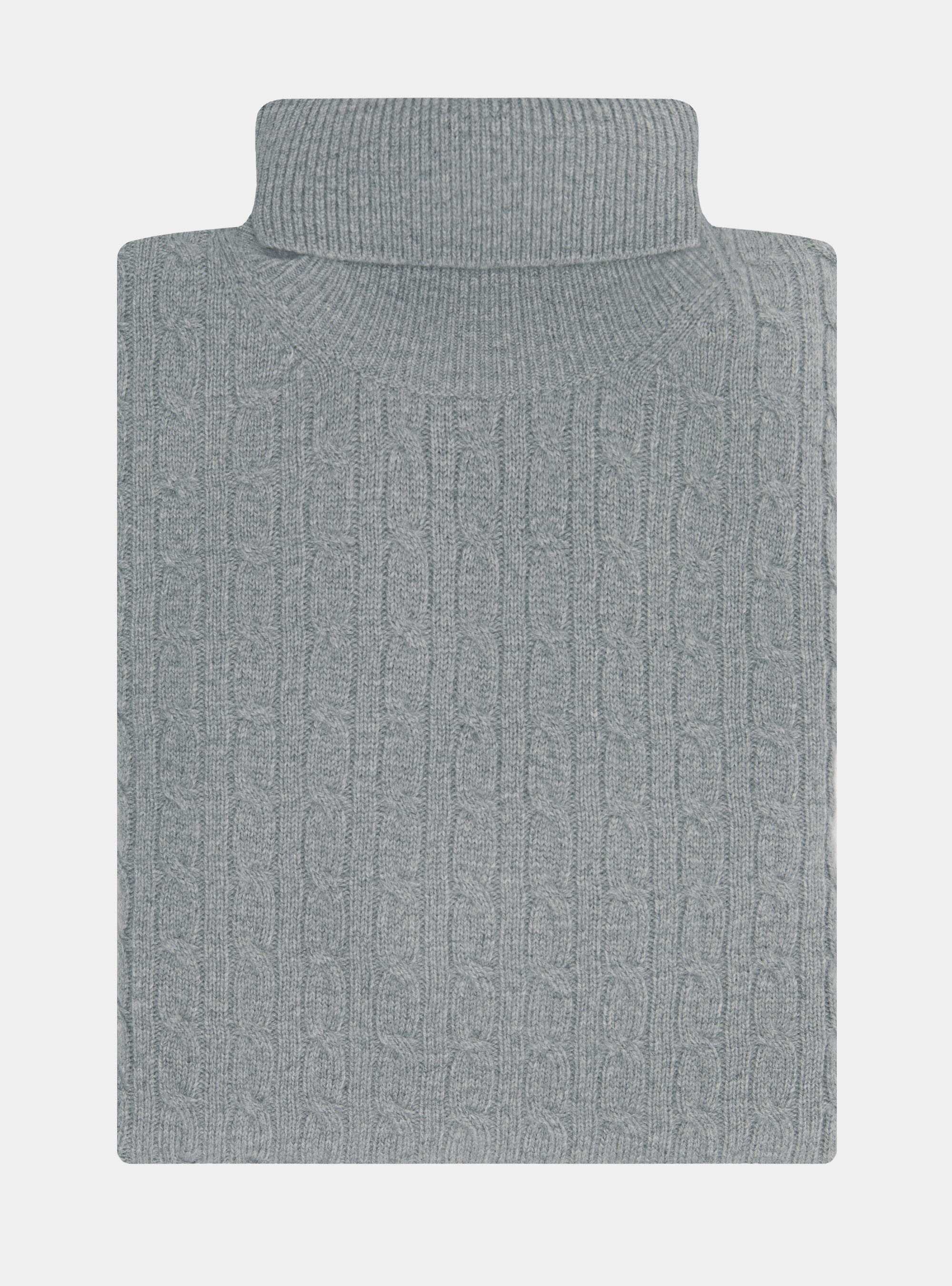 Maglia collo alto in lana cashmere con treccia, GRIGIO MELANGE 0151C