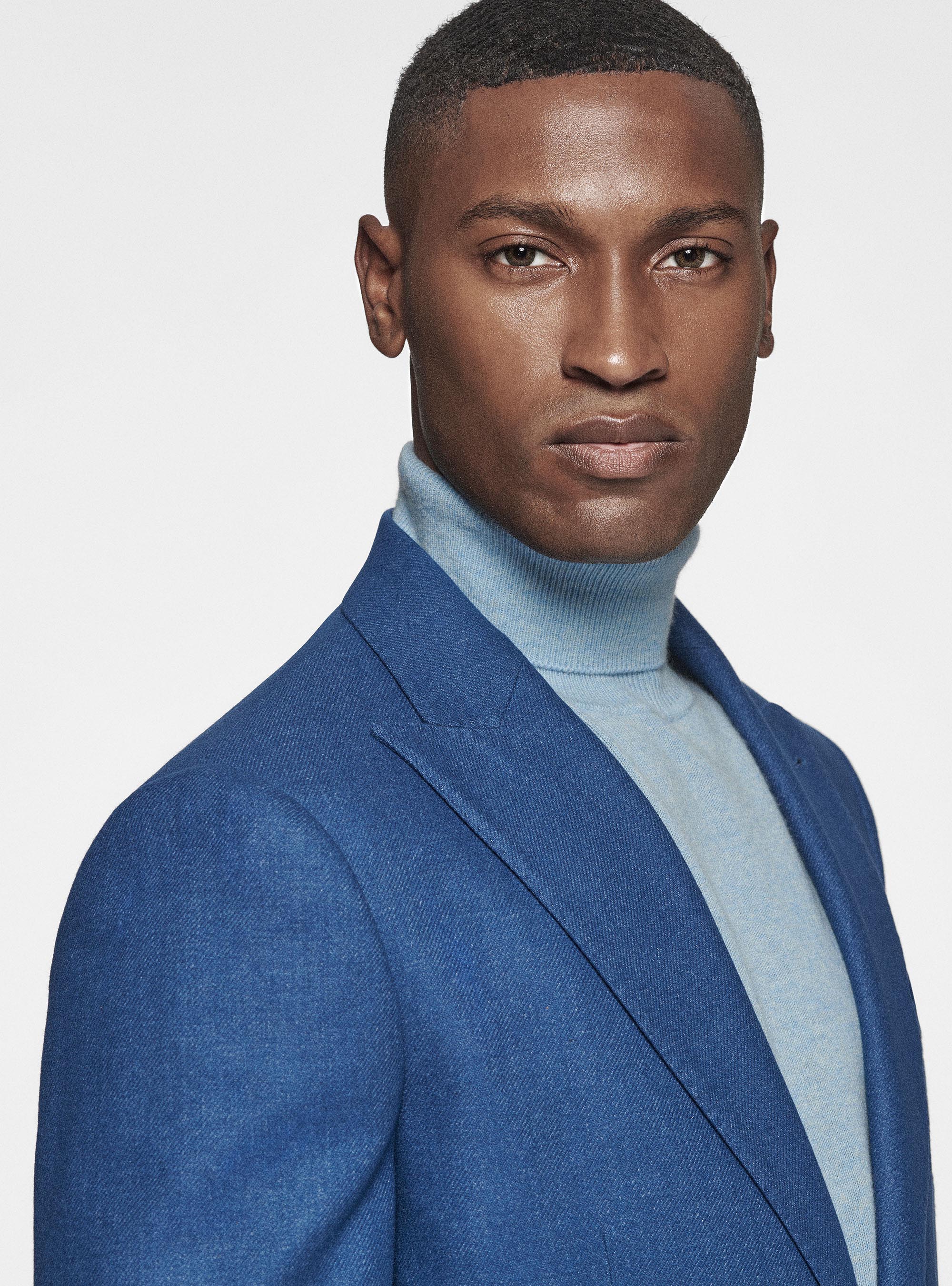 Duemilagori flannel lance-breasted blazer, 0243C DENIM