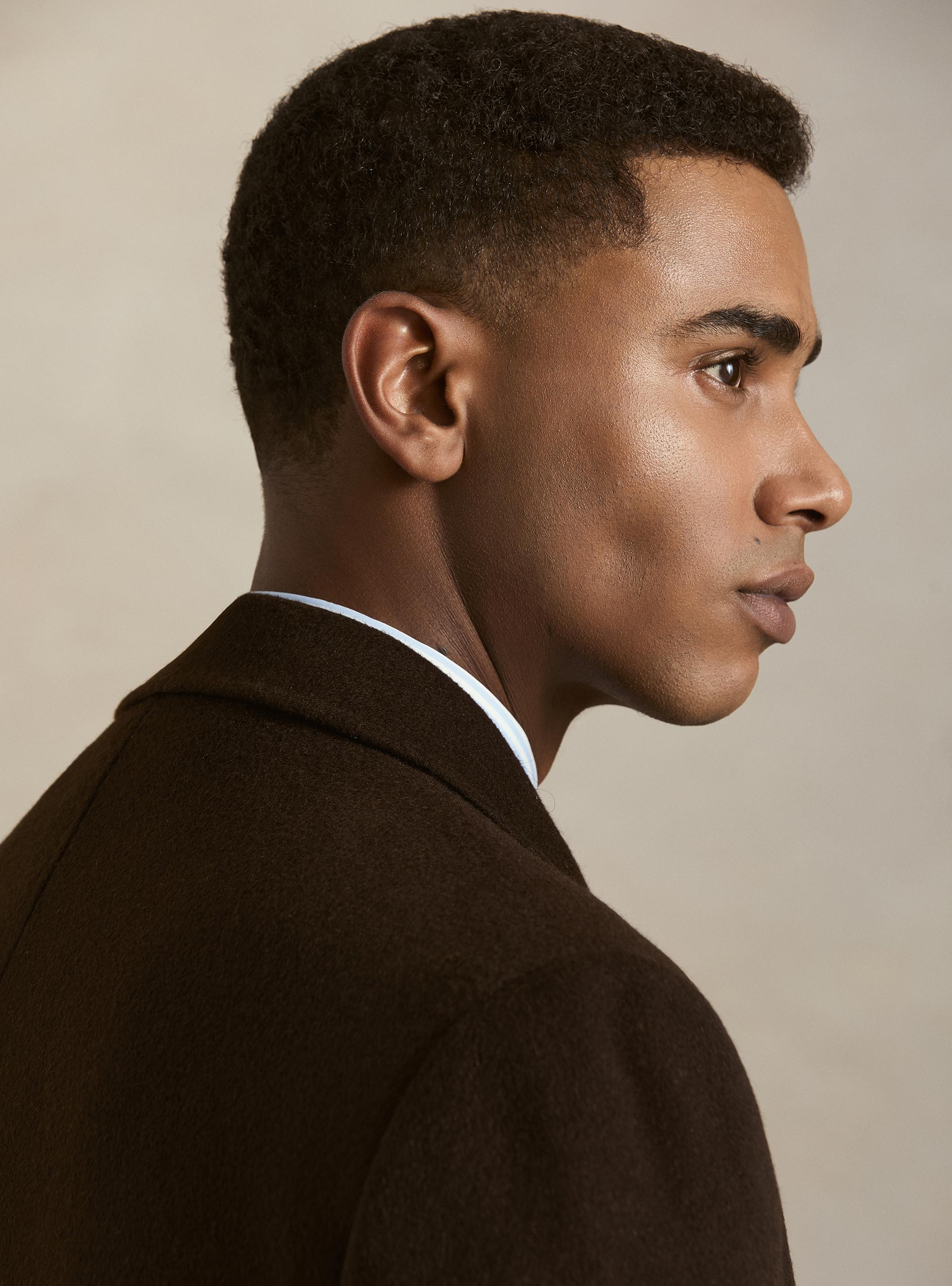Double-breasted cashmere coat, BROWN