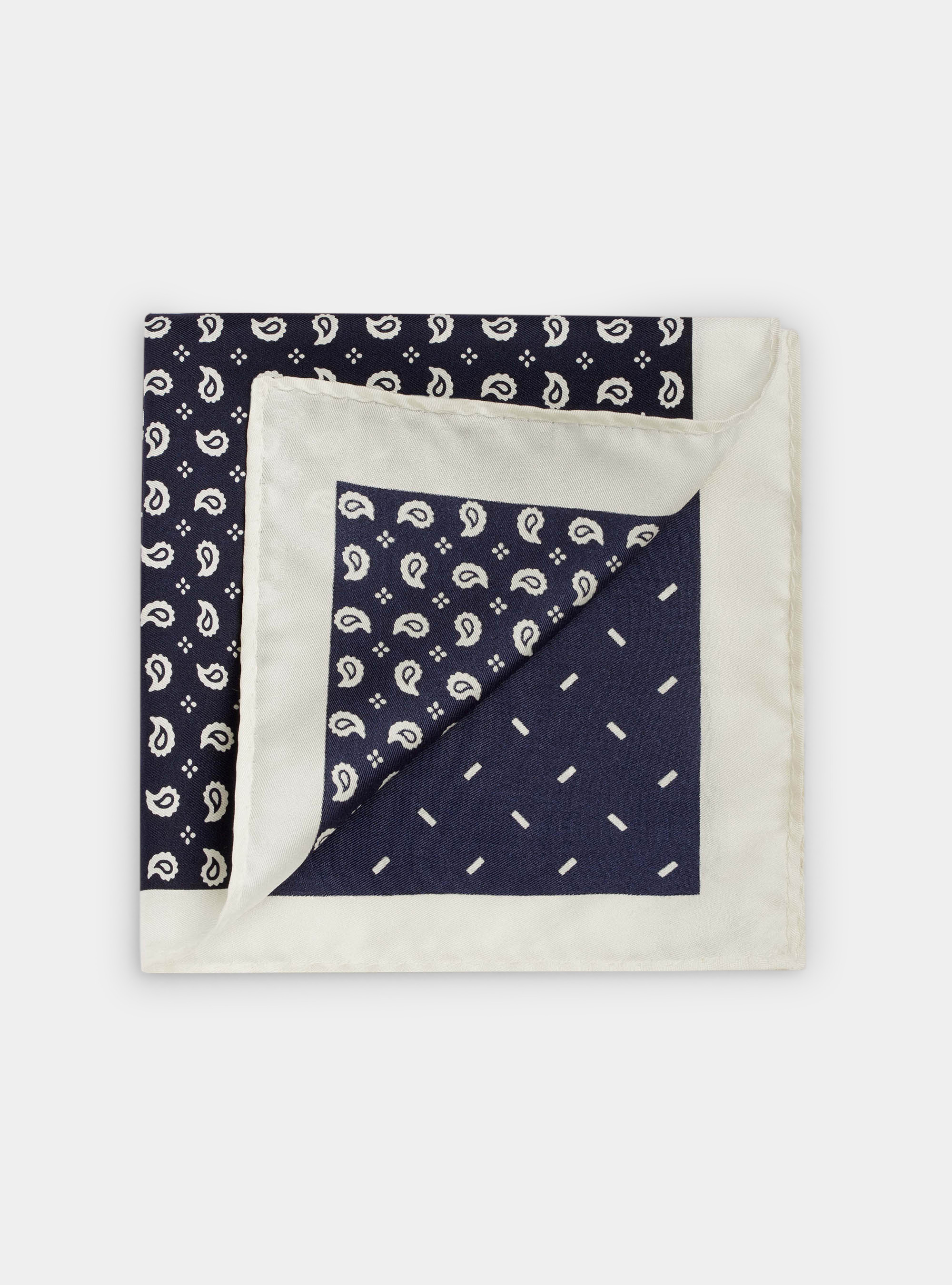 Pochette in seta stampata double face, BIANCO