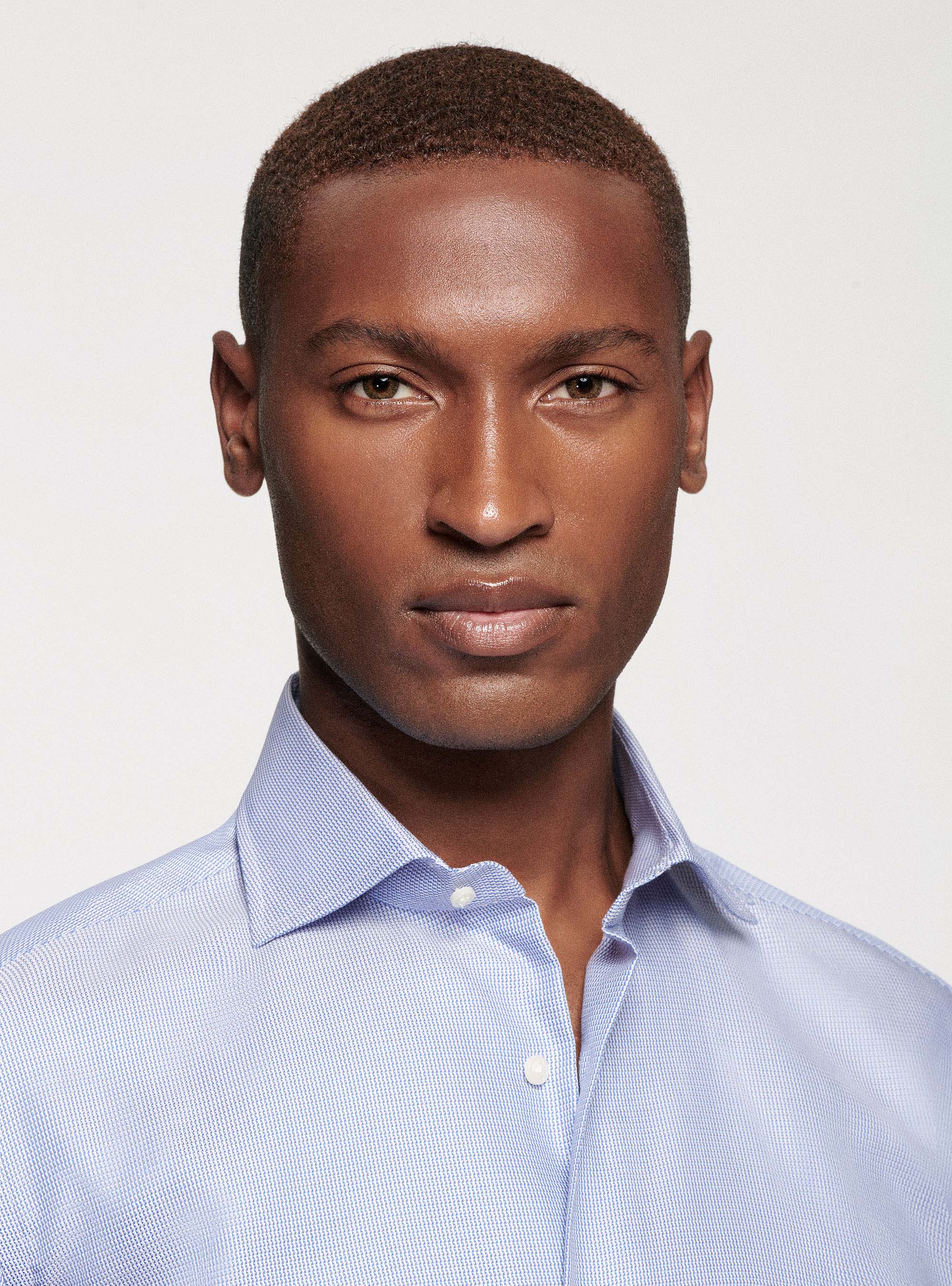 Camicia in cotone operato, BLU